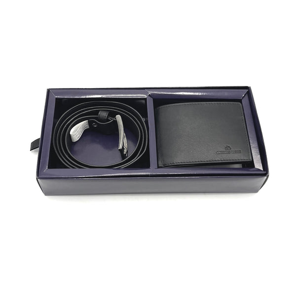 Set regalo uomo portafoglio e cintura in pelle, Antonio Basile,