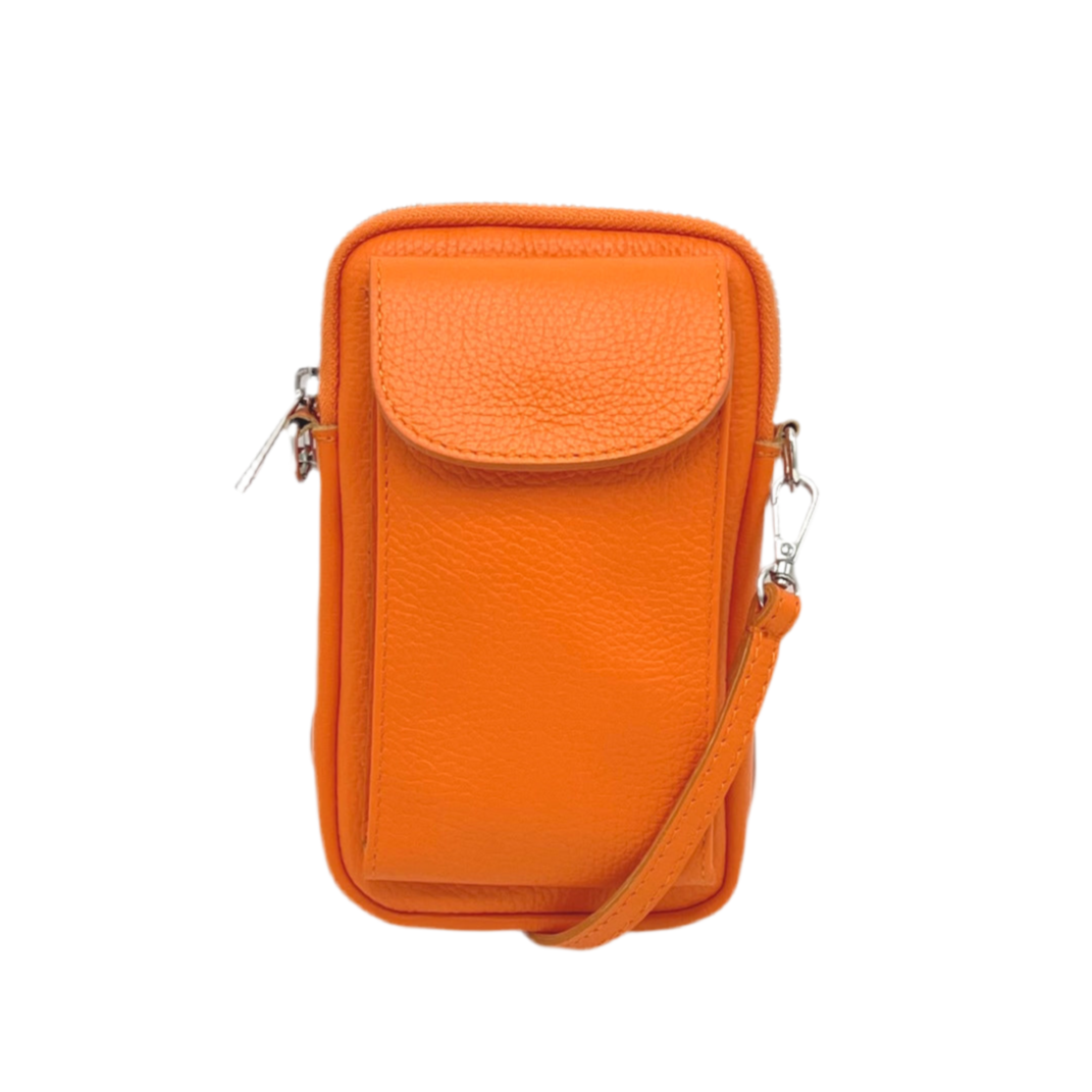 Genuine leather crossbody phone bag, Made in Italy, art. 112585