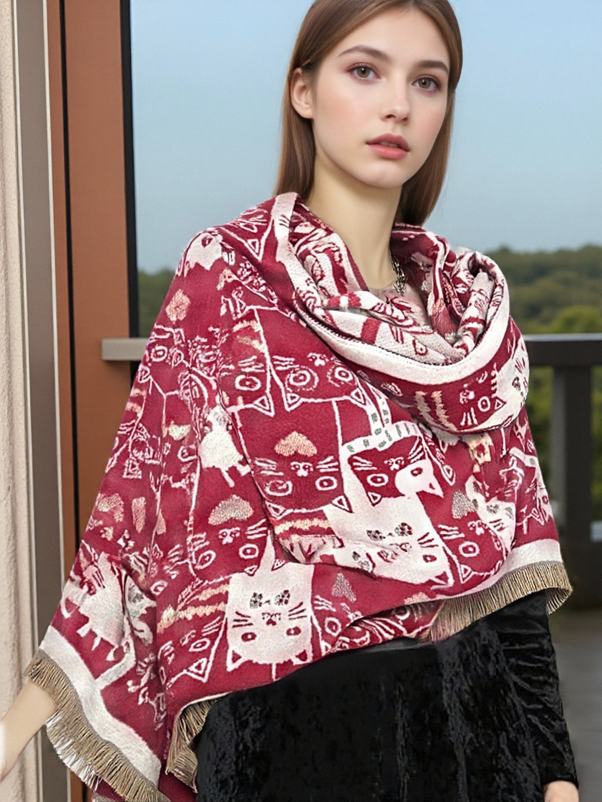 Cashmere Touch Double Face Scarf with Gift Bag – Coveri Collection Winter Fashion Accessory, 253008