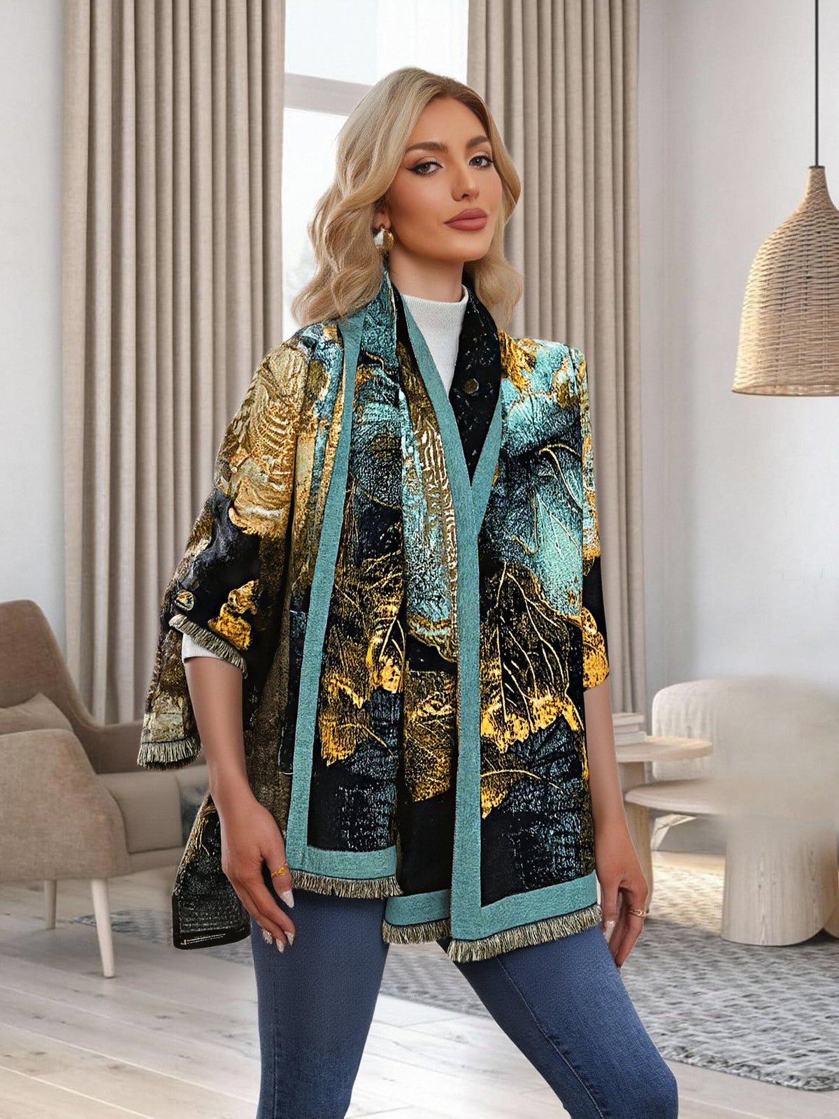 Cashmere Touch Double Face Scarf with Gift Bag – Coveri Collection Winter Fashion Accessory, 253116