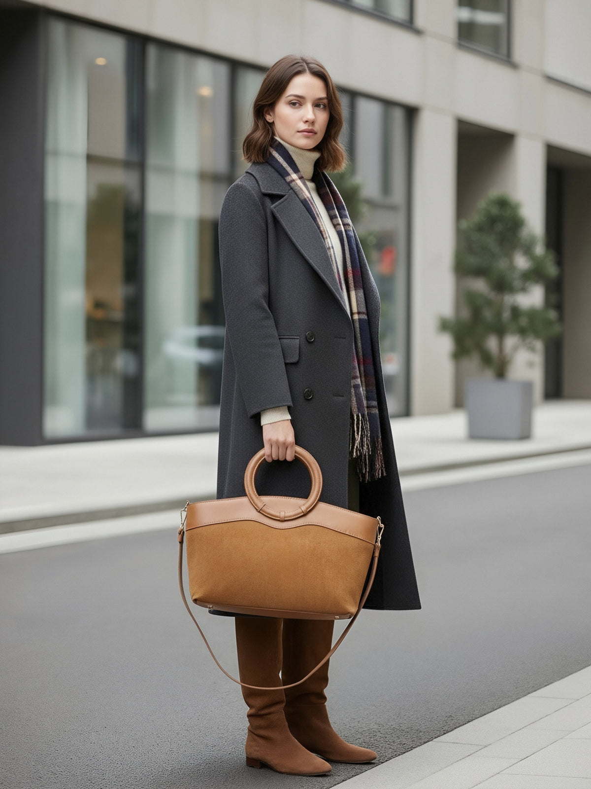 Suede leather handbag with crossbody strap, Made in Italy, art. 112653