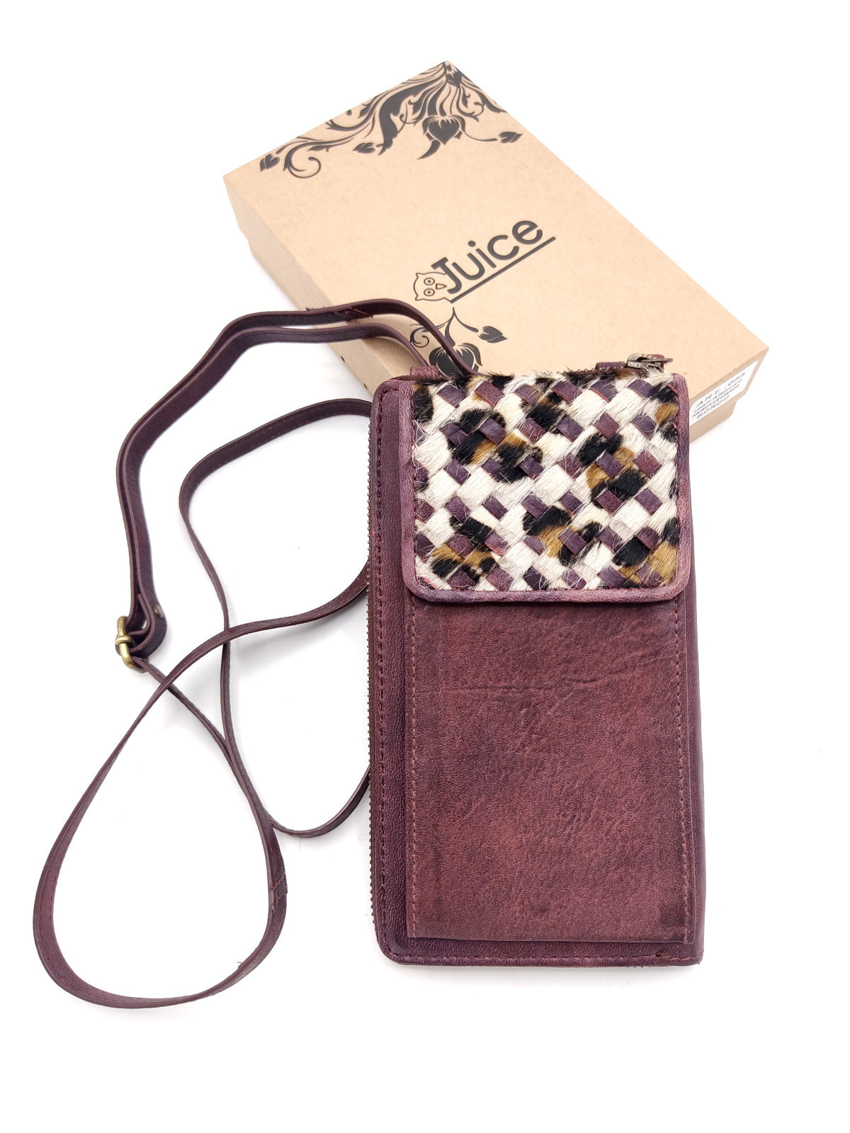 Washed Leather and Calf Hair Crossbody Bag, art. LE055