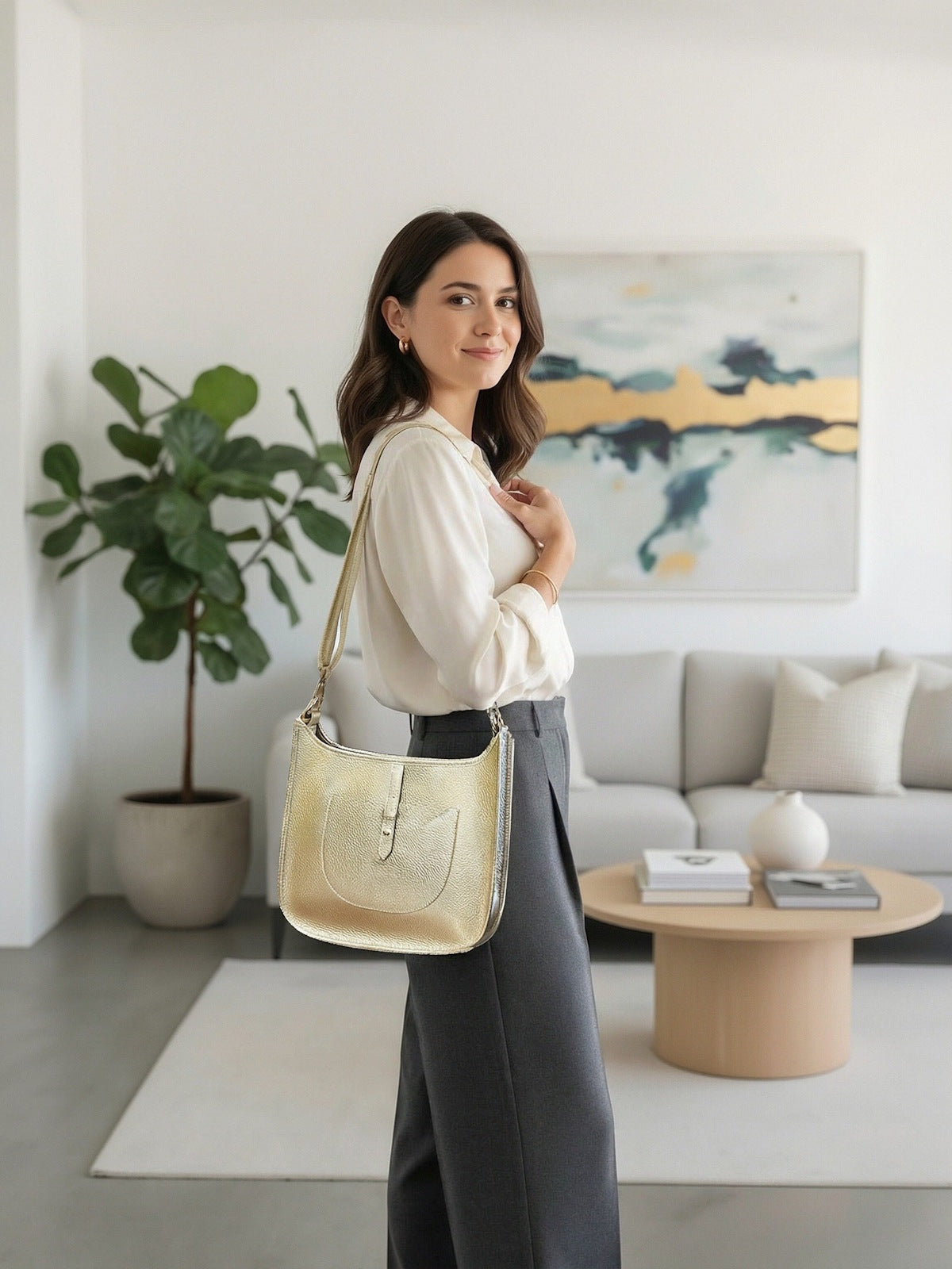 Women’s Genuine Leather Shoulder Bag, Made in Italy, Big Size, art. 112693LA