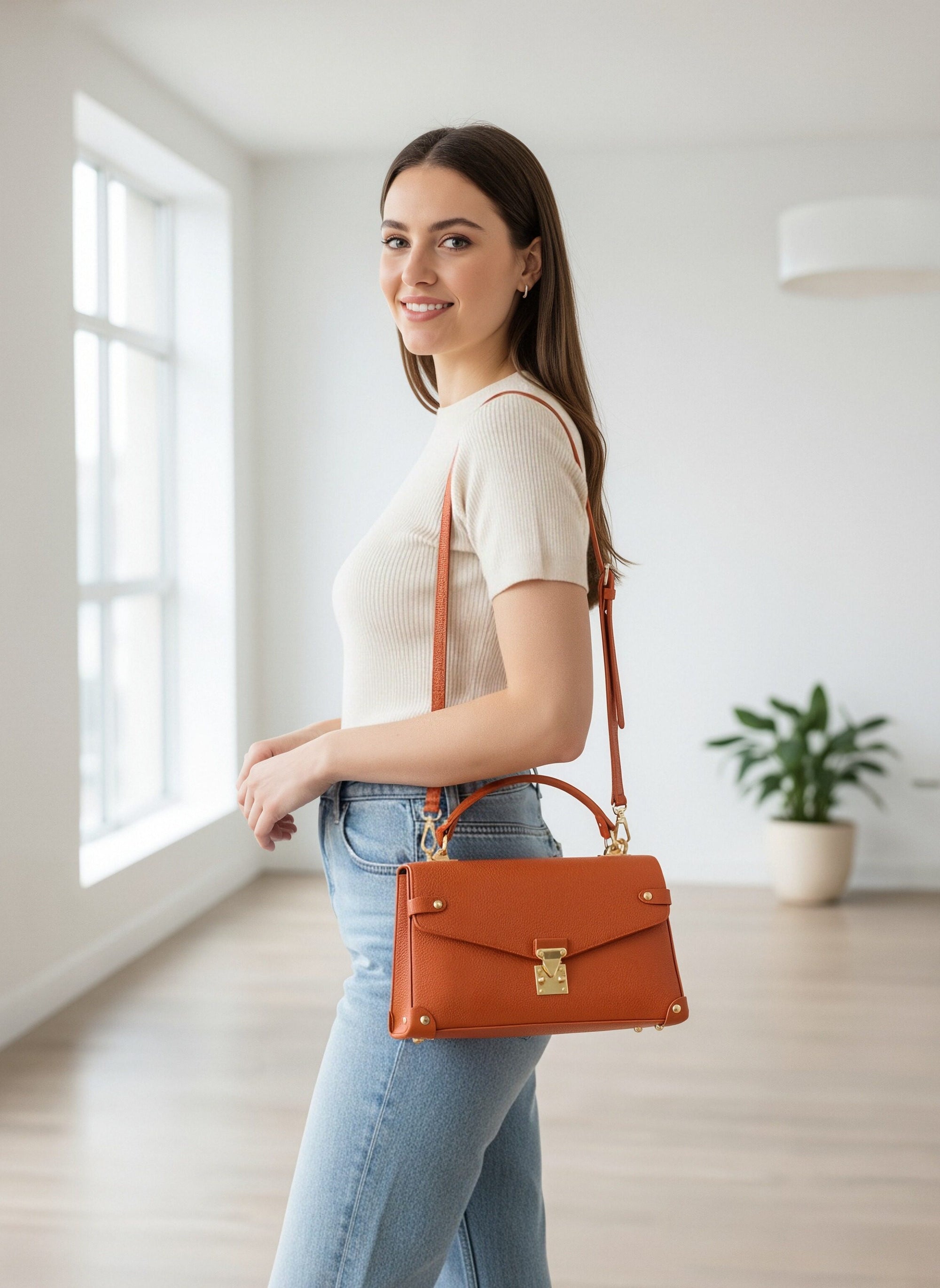 Genuine leather shoulder bag, Made in Italy, art. 112639