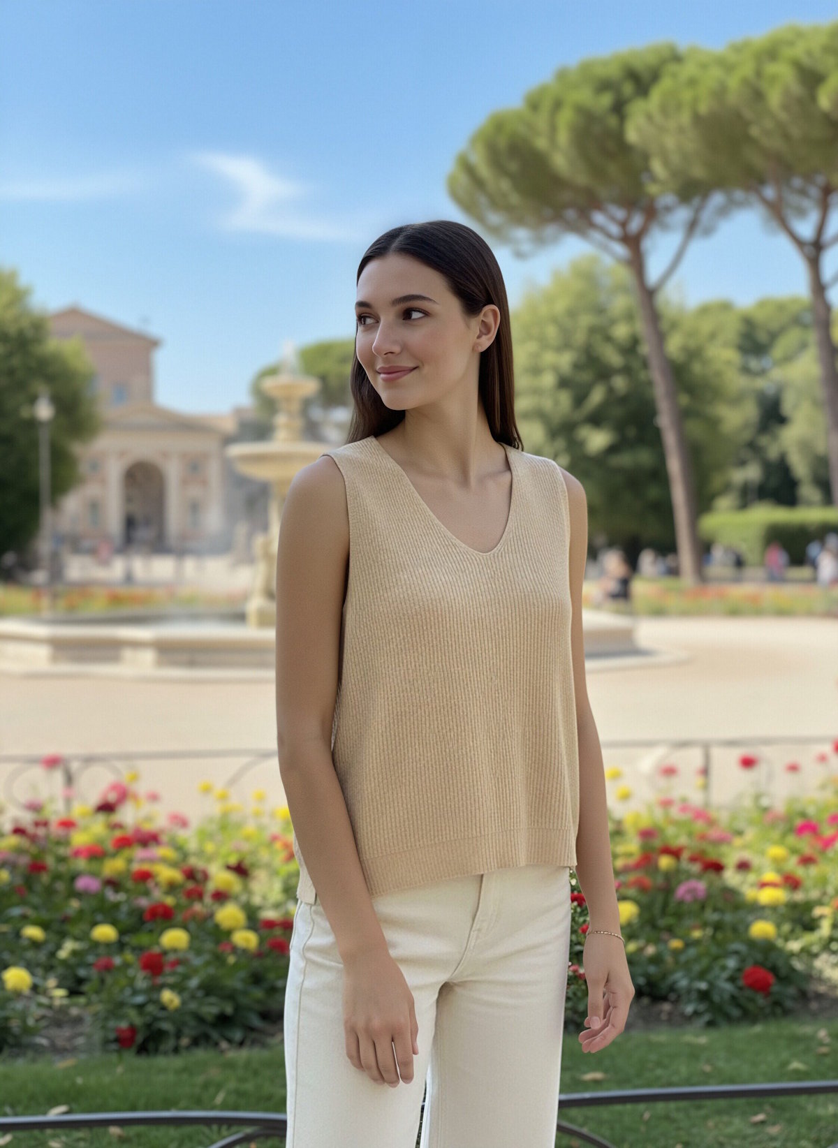 Spring/Summer, Modal Blend Relaxed Fit V-Neck  Knit Vest, Made in Italy, art. 12726