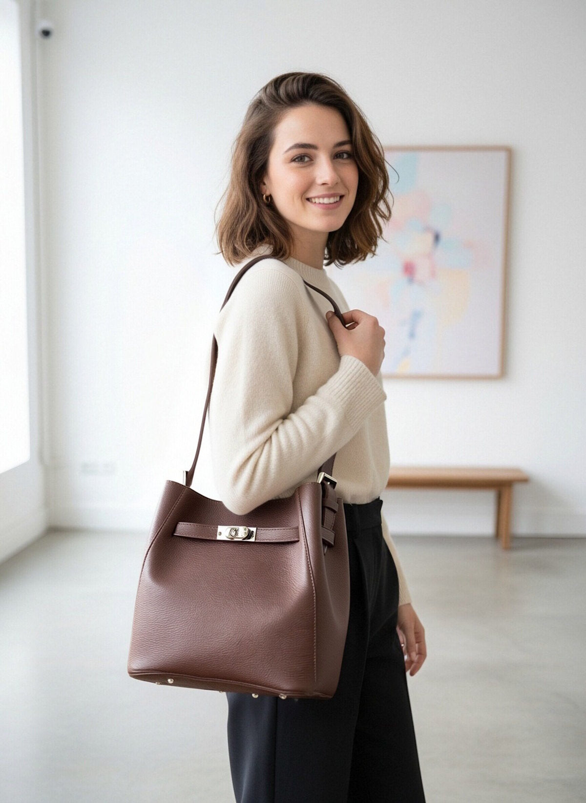 Women's Genuine Leather Shoulder Bag, Made in Italy, art. 112722