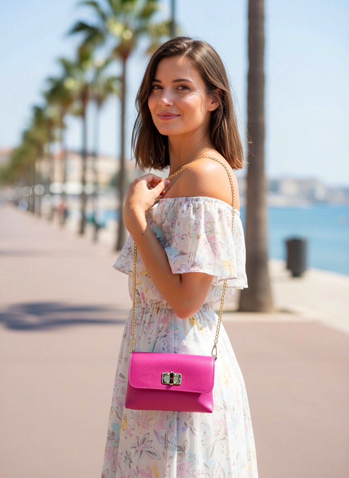Summer Collection, Women's Genuine Leather Mini Flap Shoulder Bag, Made in Italy, art. 112720