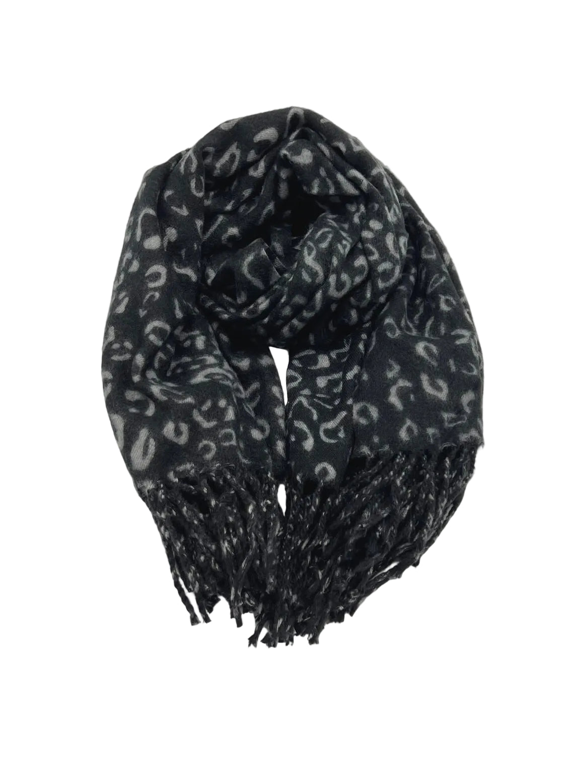 Christmas Gift for Her | Warm Square Leopard Print Fringed Scarf with Plush Gift Bag, art. 262082