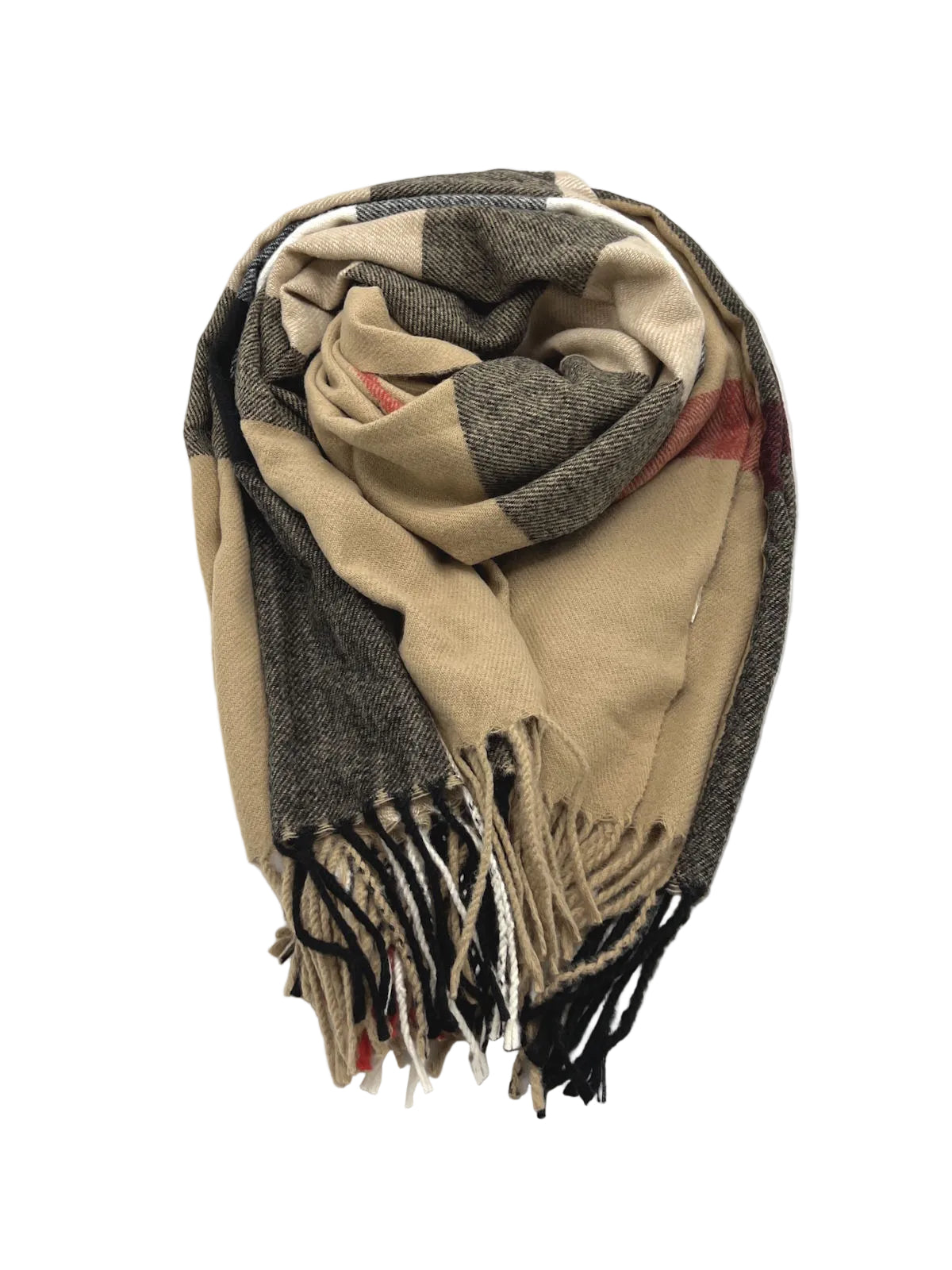 Christmas Gift for Her | Warm Square Print Fringed Scarf with Plush Gift Bag, art. 262086