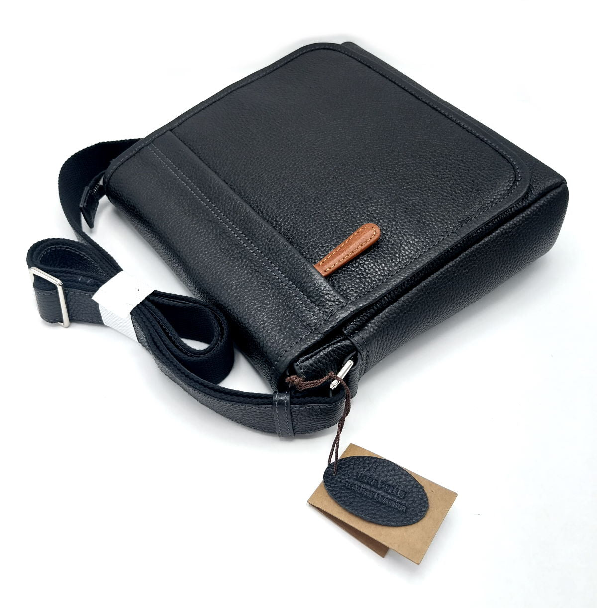 Genuine leather shoulder bag, for men, art. DO4805