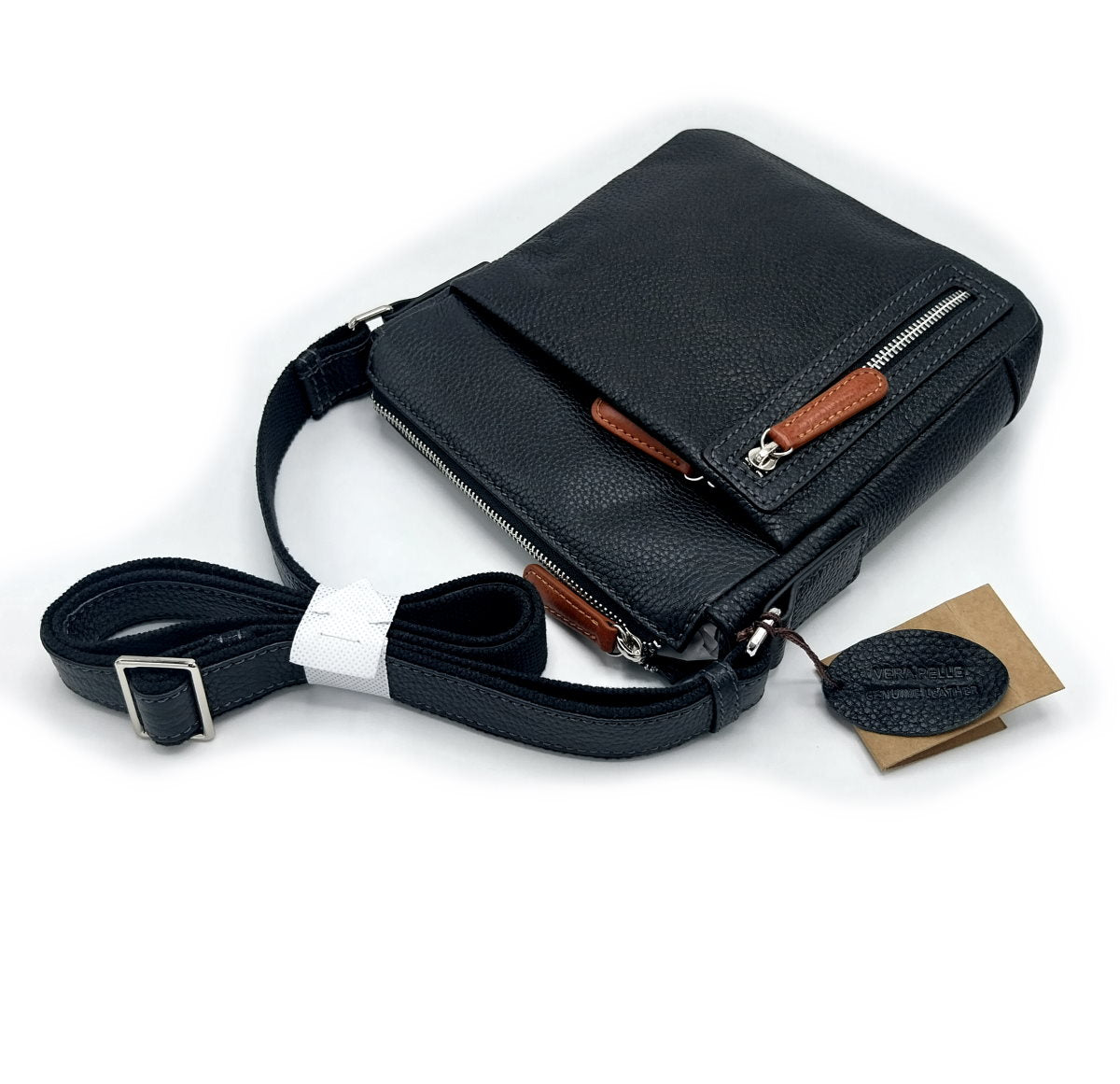 Genuine leather shoulder bag, for men, art. DO4808