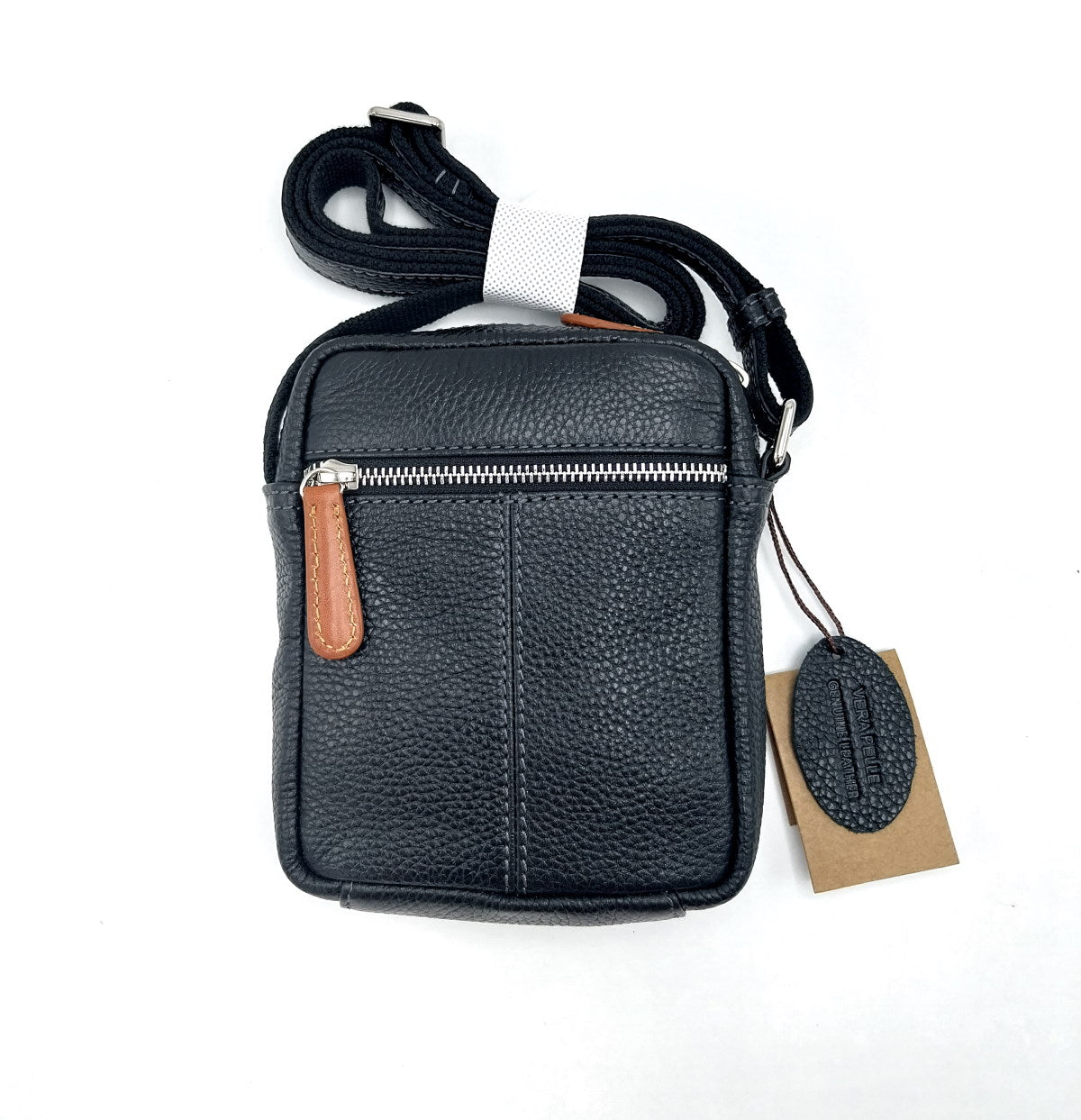 Genuine leather shoulder bag small size, for men, art. DO4811