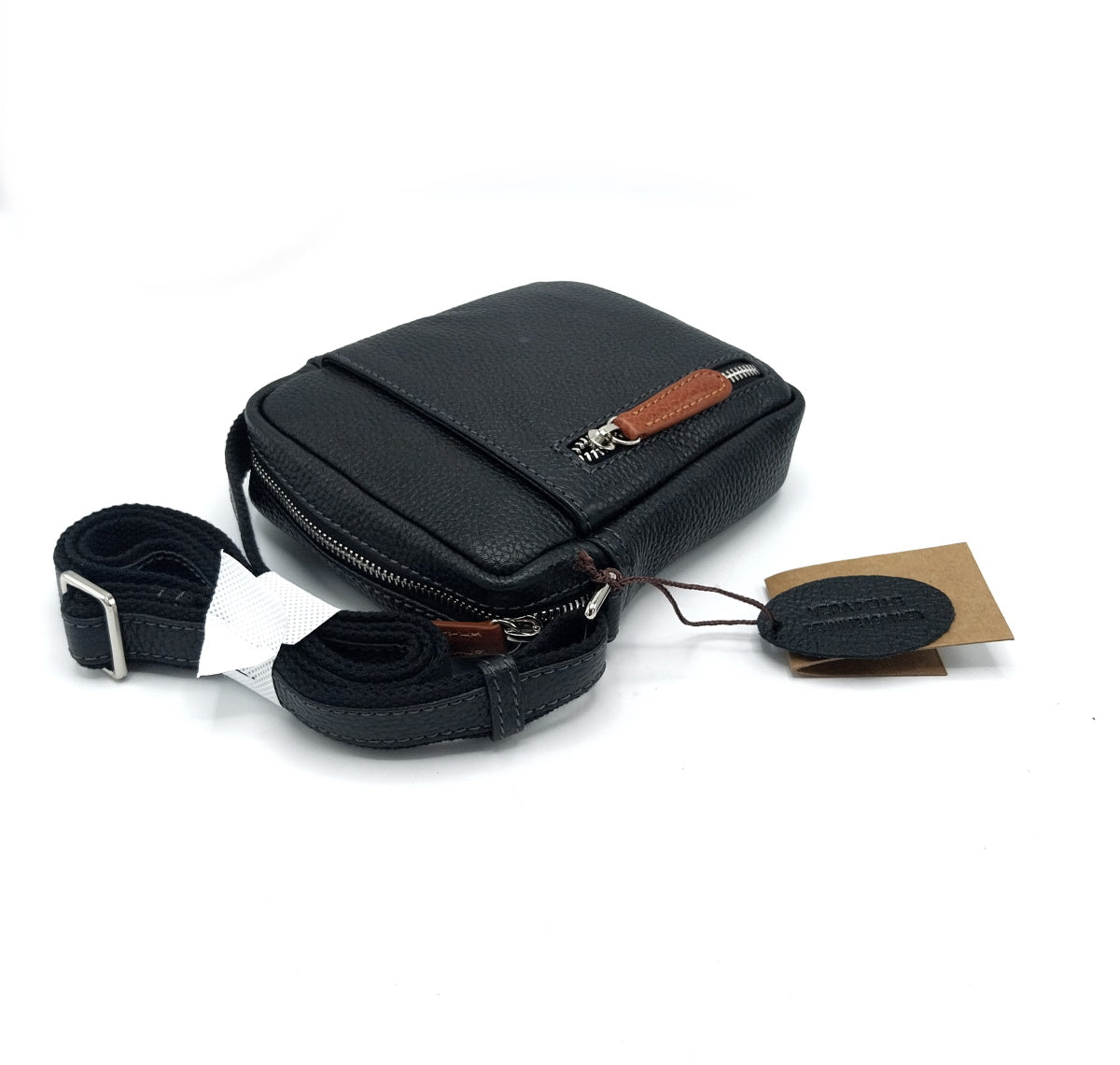 Genuine leather shoulder bag small size, for men, art. DO4811