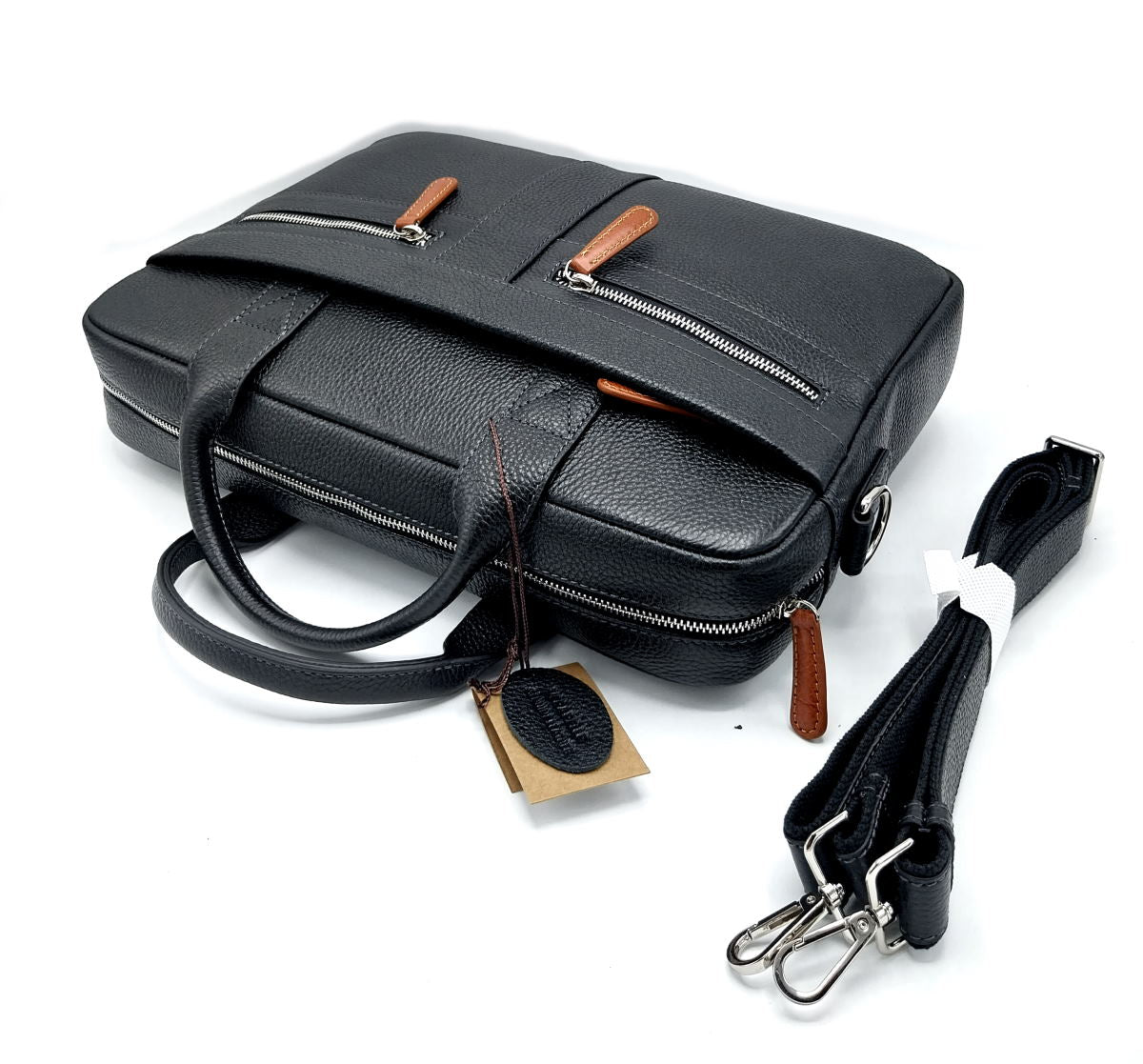 Genuine leather briefcase, for men, art. DO4815