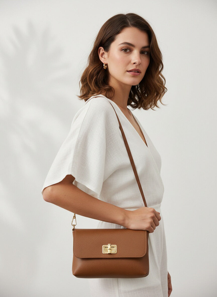 Genuine Leather Shoulder Bag with 2 straps, Made in Italy, art. 112760