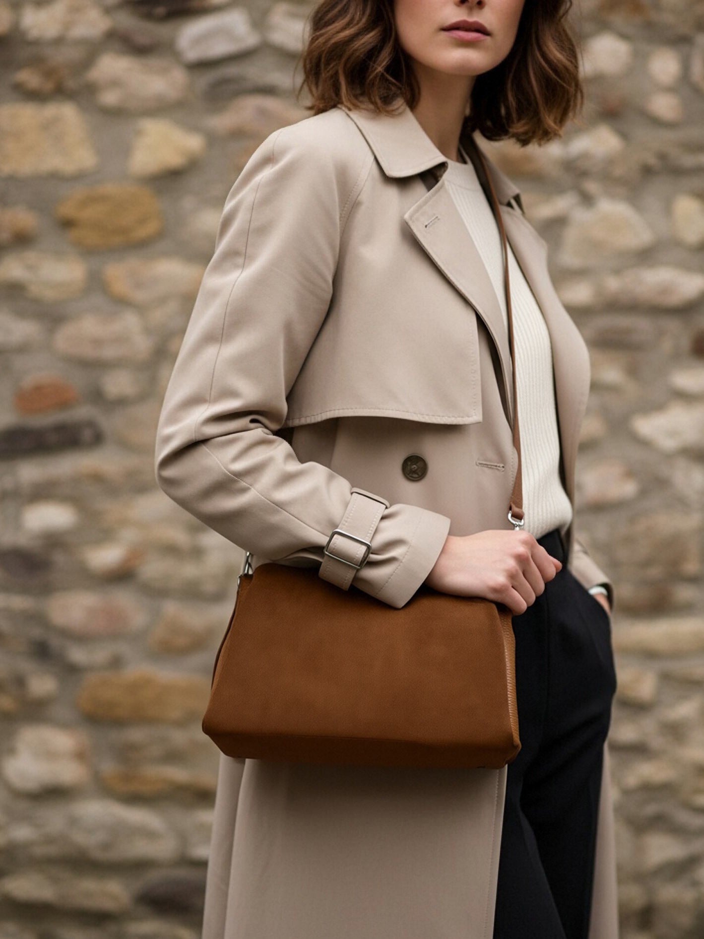 Suede and Genuine Leather Shoulder Bag, Made in Italy, art. 112768