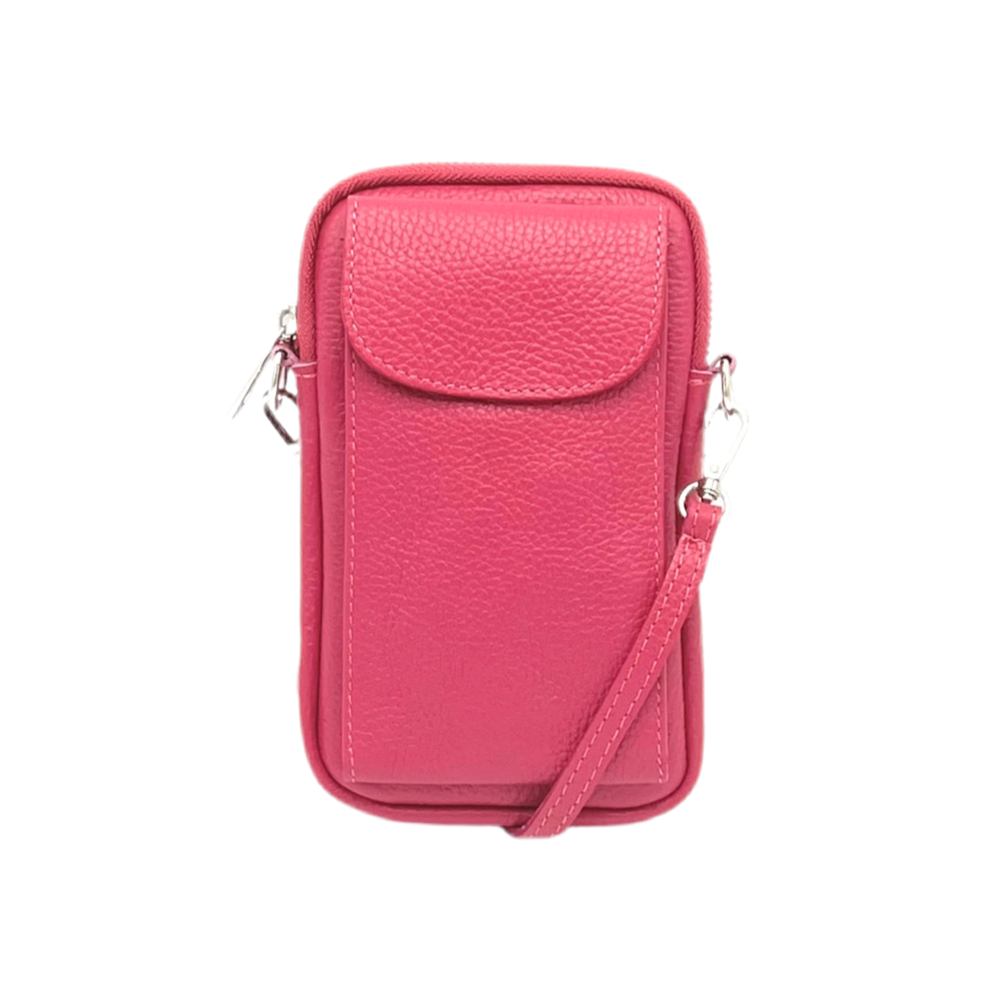 Genuine leather crossbody phone bag, Made in Italy, art. 112585