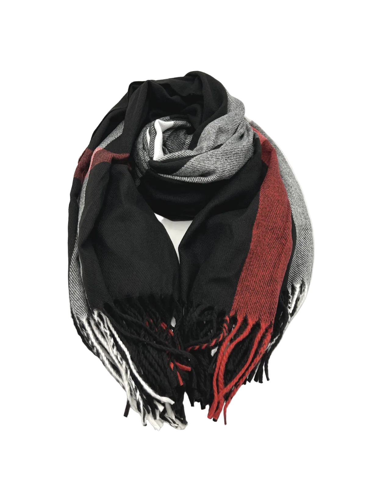 Christmas Gift for Her | Warm Square Print Fringed Scarf with Plush Gift Bag, art. 262086