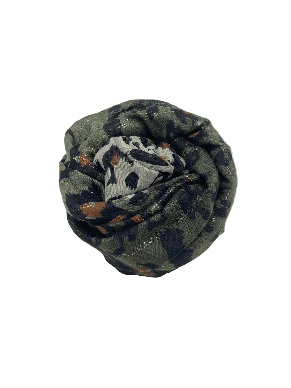 Christmas Gift for Her | Lightweight Autumn Scarf, Leopard Print with Gold Shimmer, art. 252301