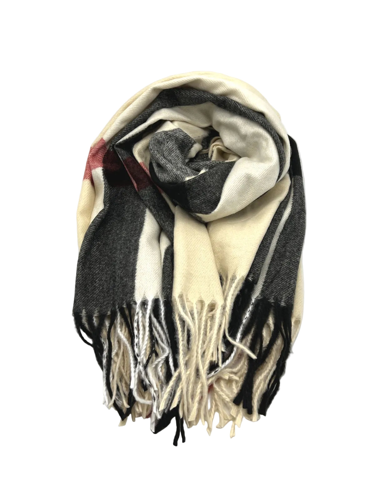 Christmas Gift for Her | Warm Square Print Fringed Scarf with Plush Gift Bag, art. 262086