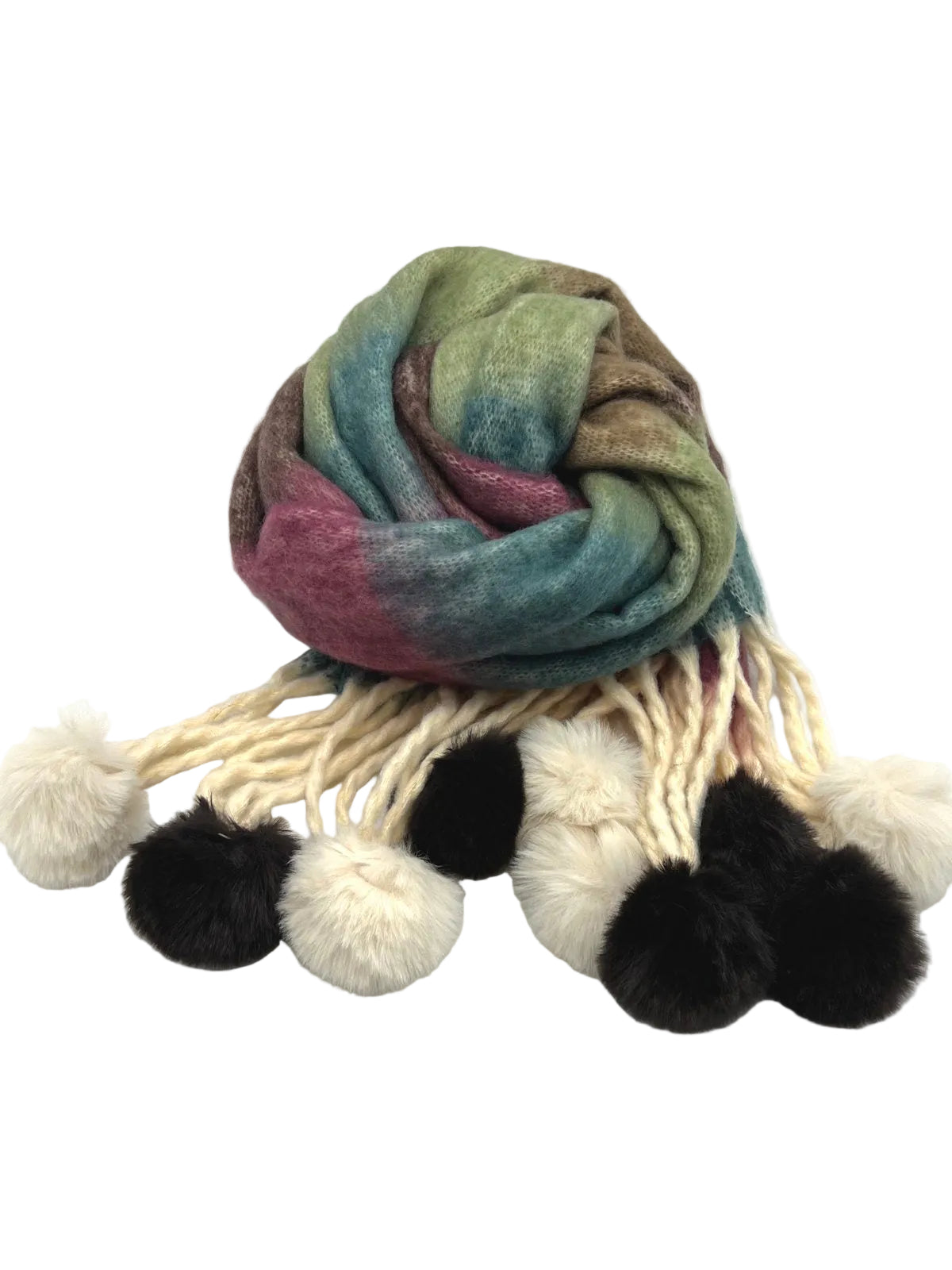Christmas Gift for Her | Warm Rainbow Pom-Pom Scarf with Gift Box, art. 263012