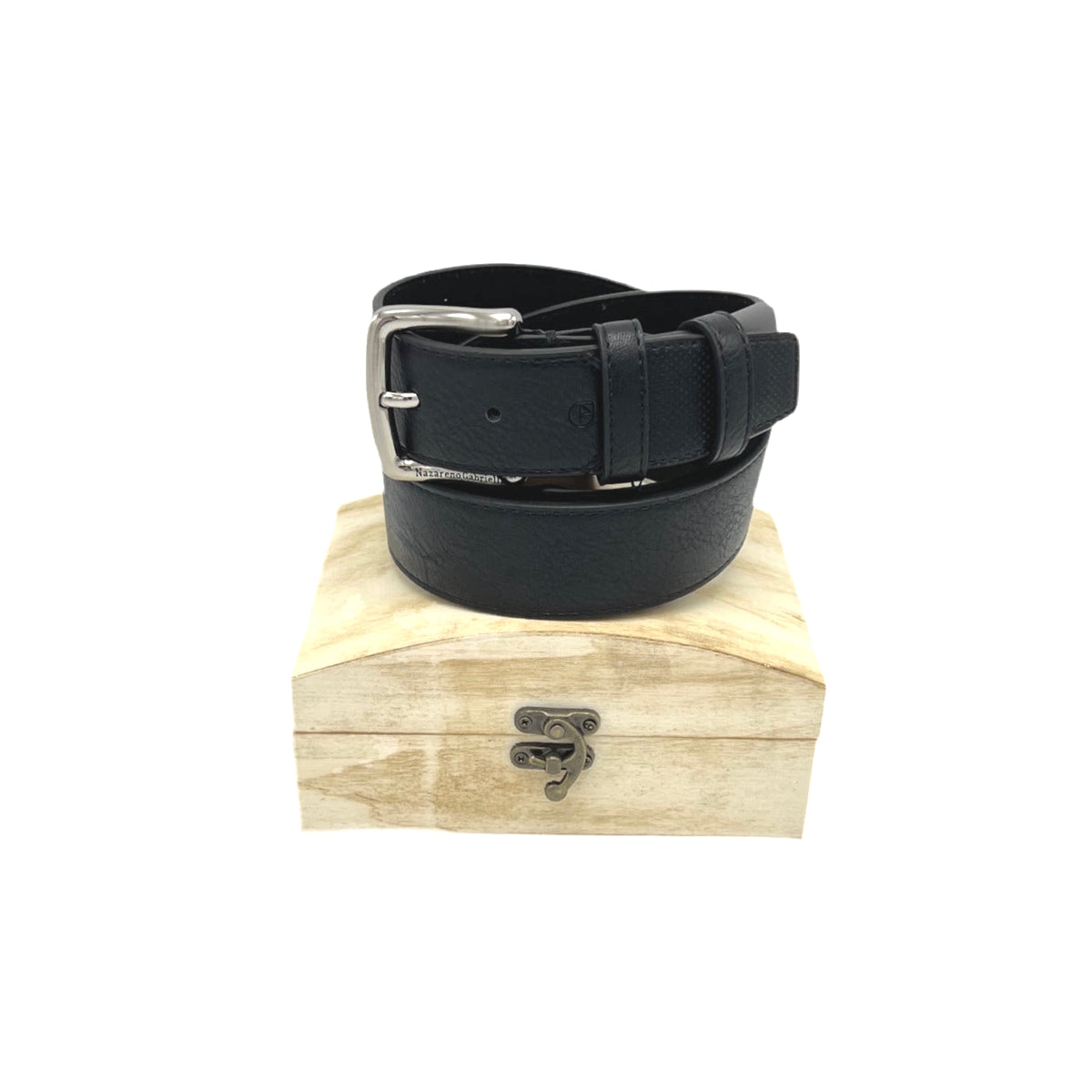 Christmas Gifts Idea, Leather Belt with Wooden Box, N.Gabrielli, art. IDK991-40