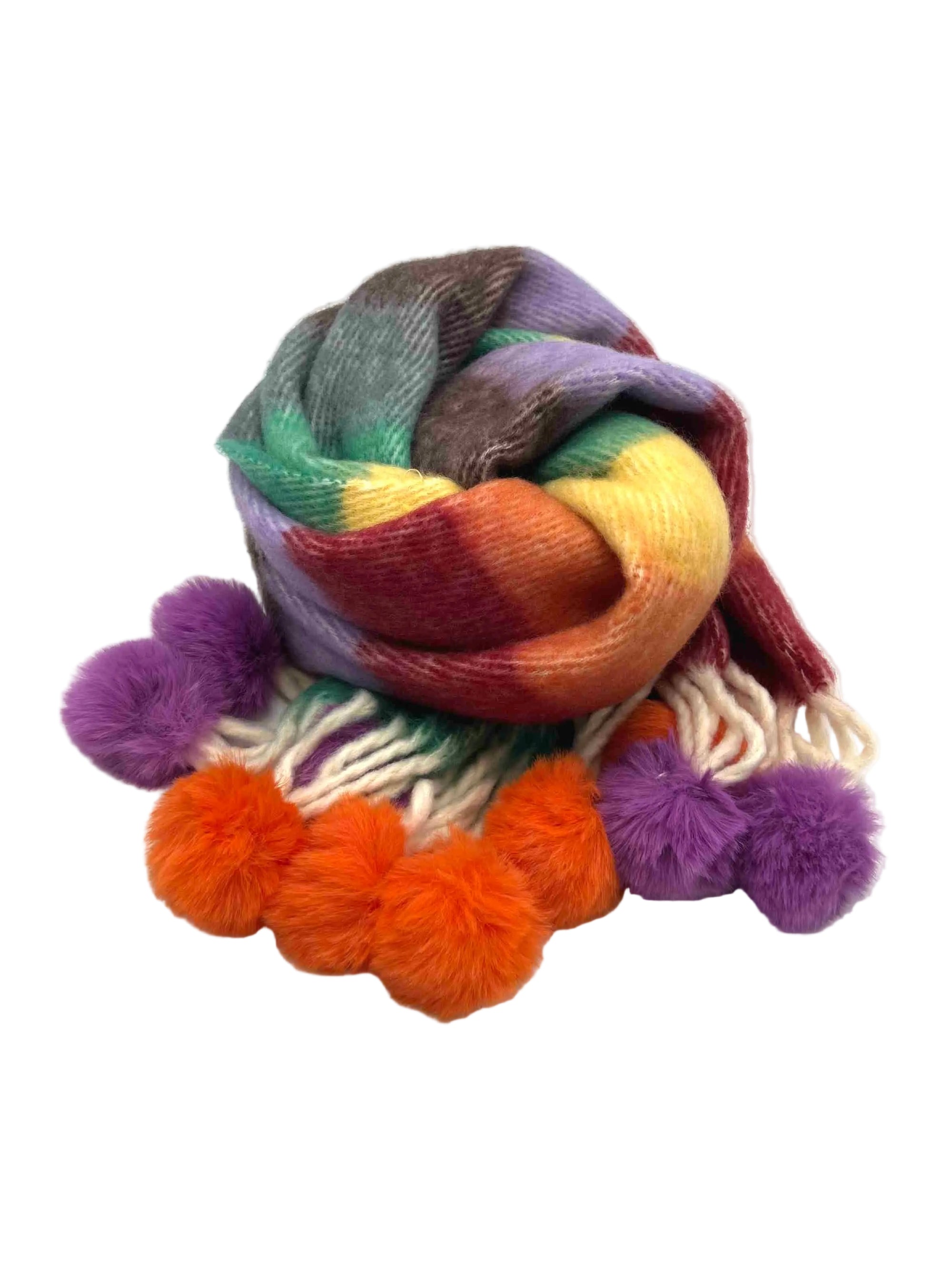 Christmas Gift for Her | Warm Rainbow Pom-Pom Scarf with Gift Box, art. 263012