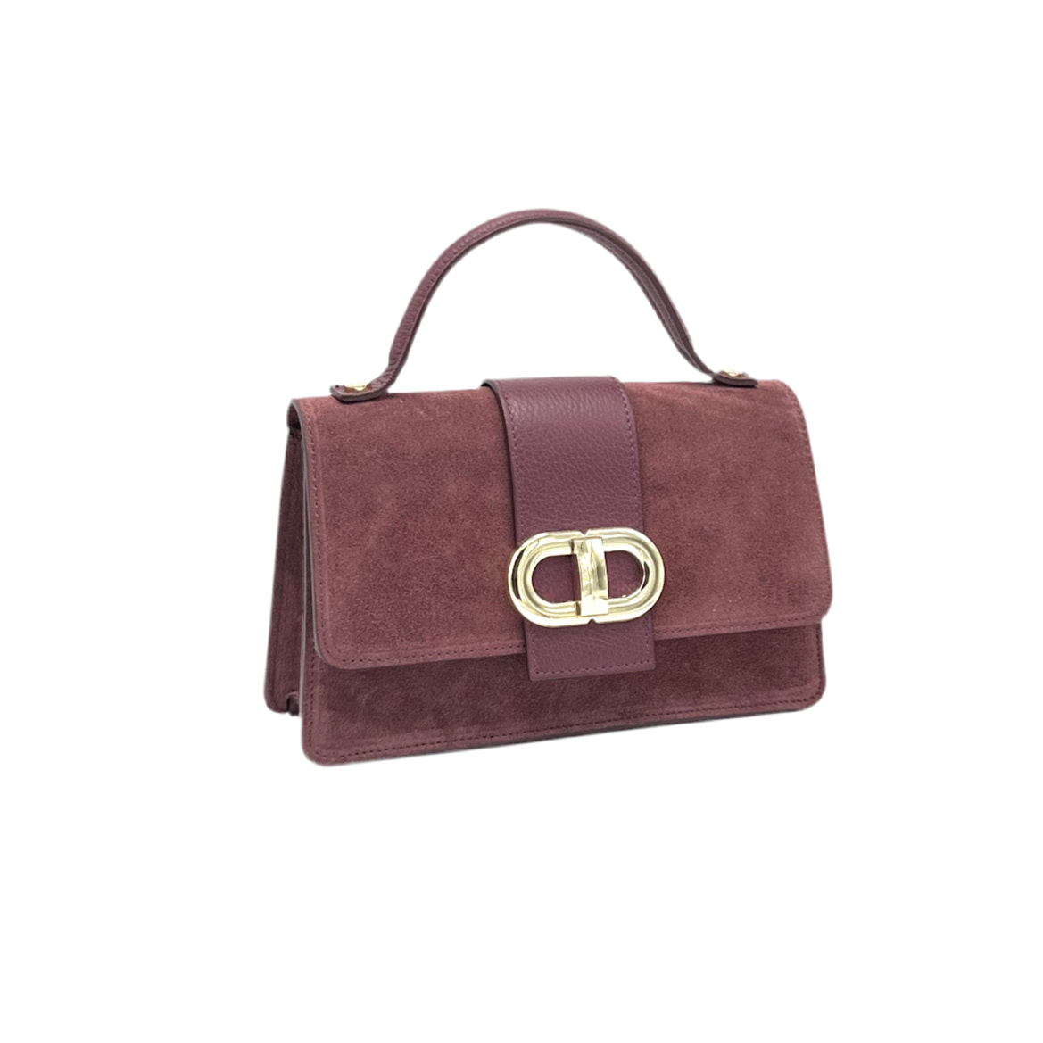 Suede leather clutch bag with chain, Made in Italy, art. 112633