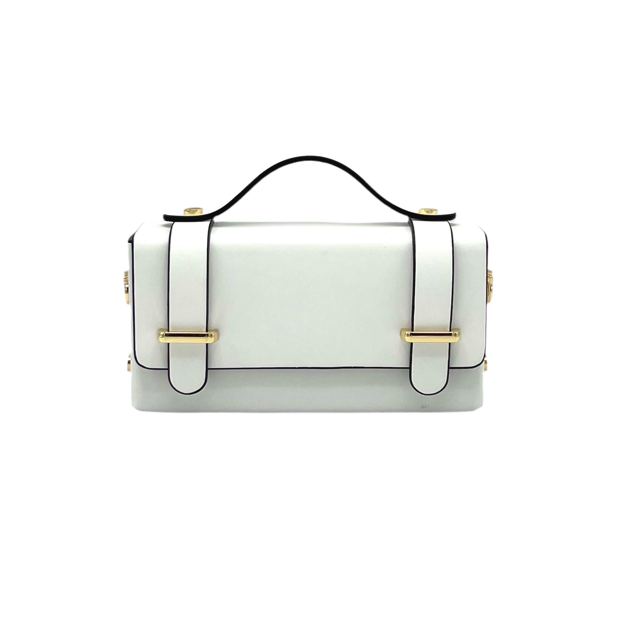 Genuine leather mini clutch bag with chain, Made in Italy, art. 112591