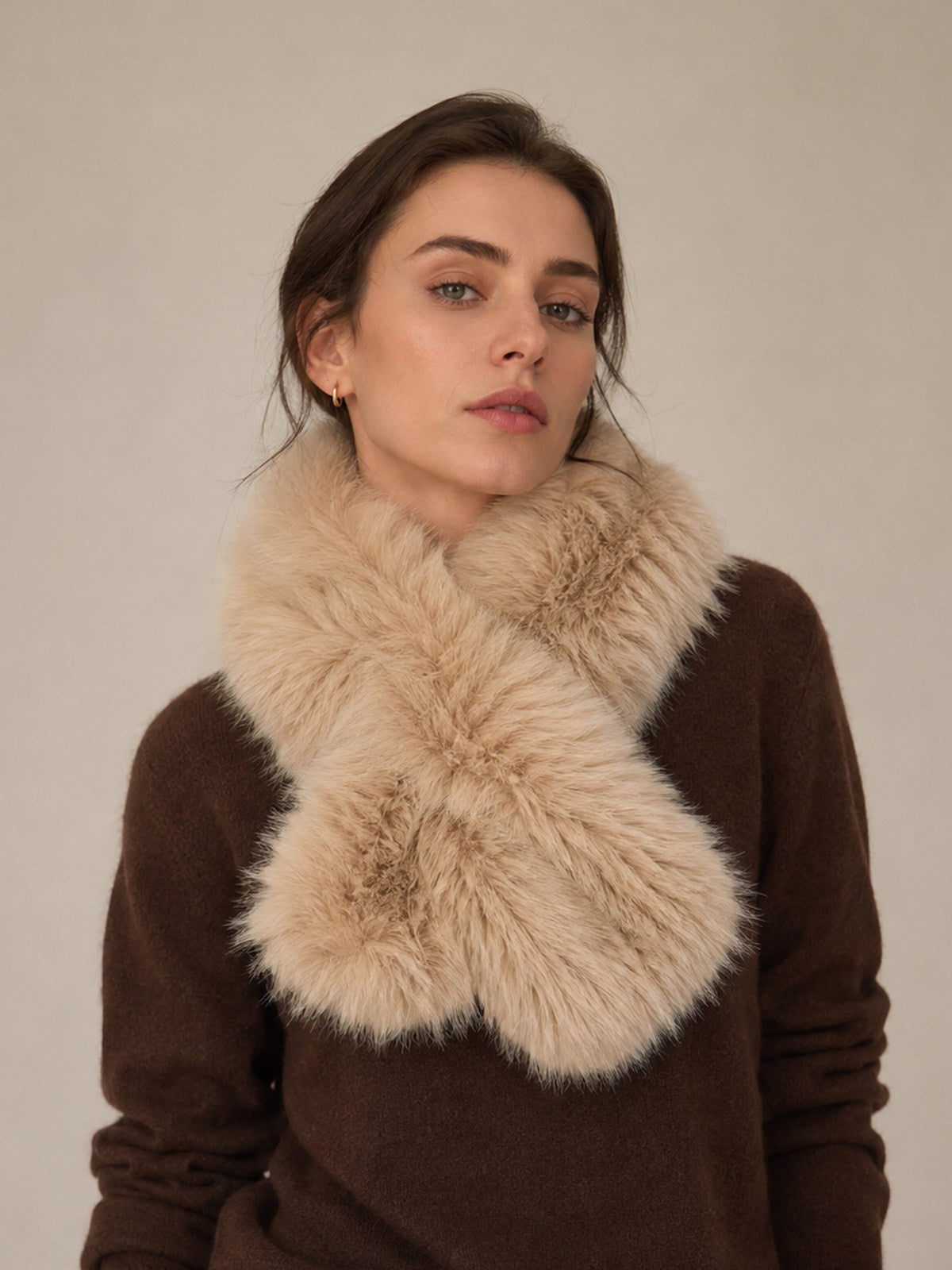 Plush Faux Fur Crossover Scarf, Fall/Winter, Art. XY-11.532