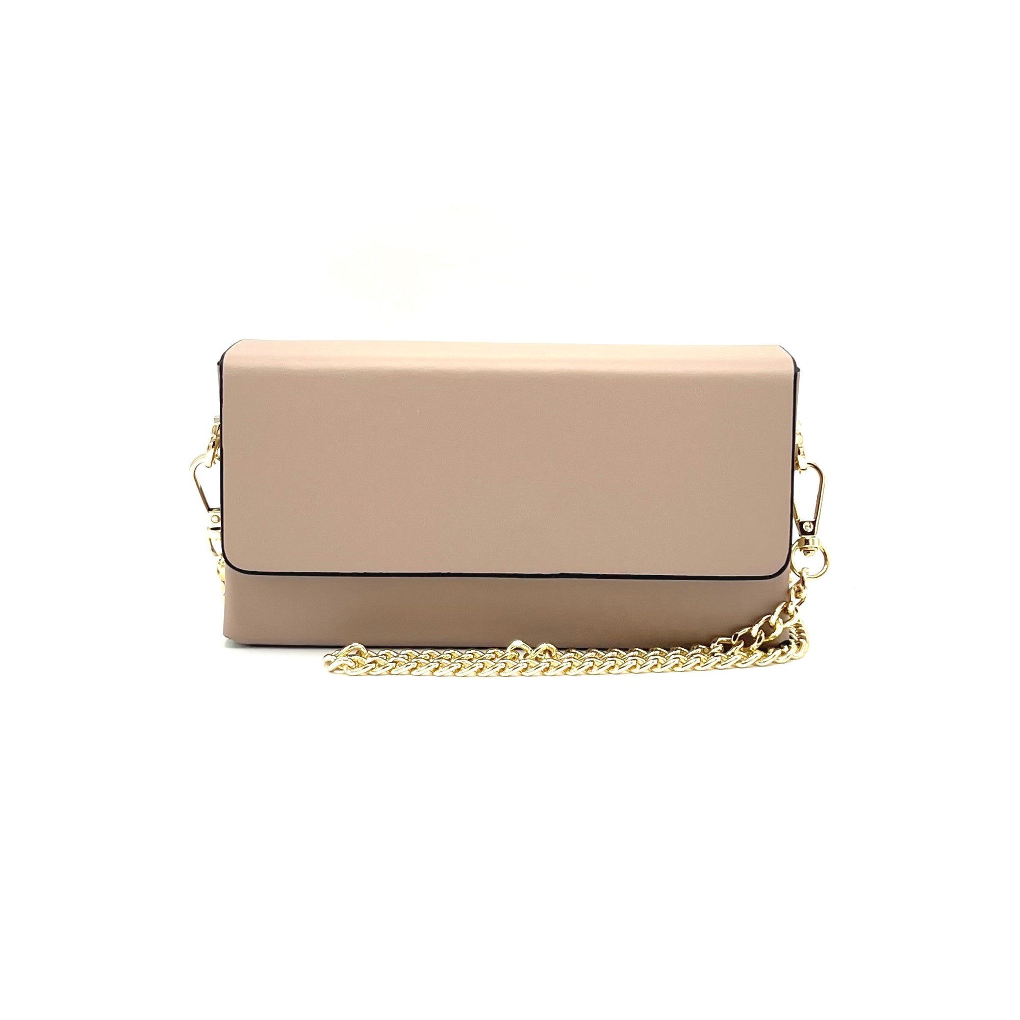 Genuine leather mini clutch bag with chain, Made in Italy, art. 112590