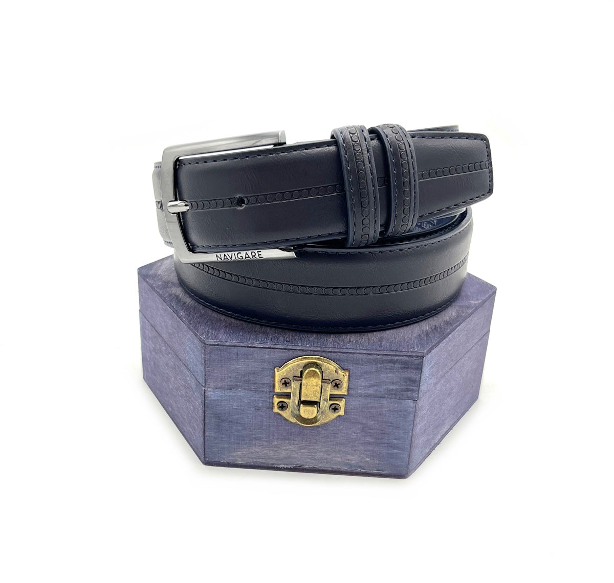 Leather belt with gift box, Navigare, art. A3575/35.062