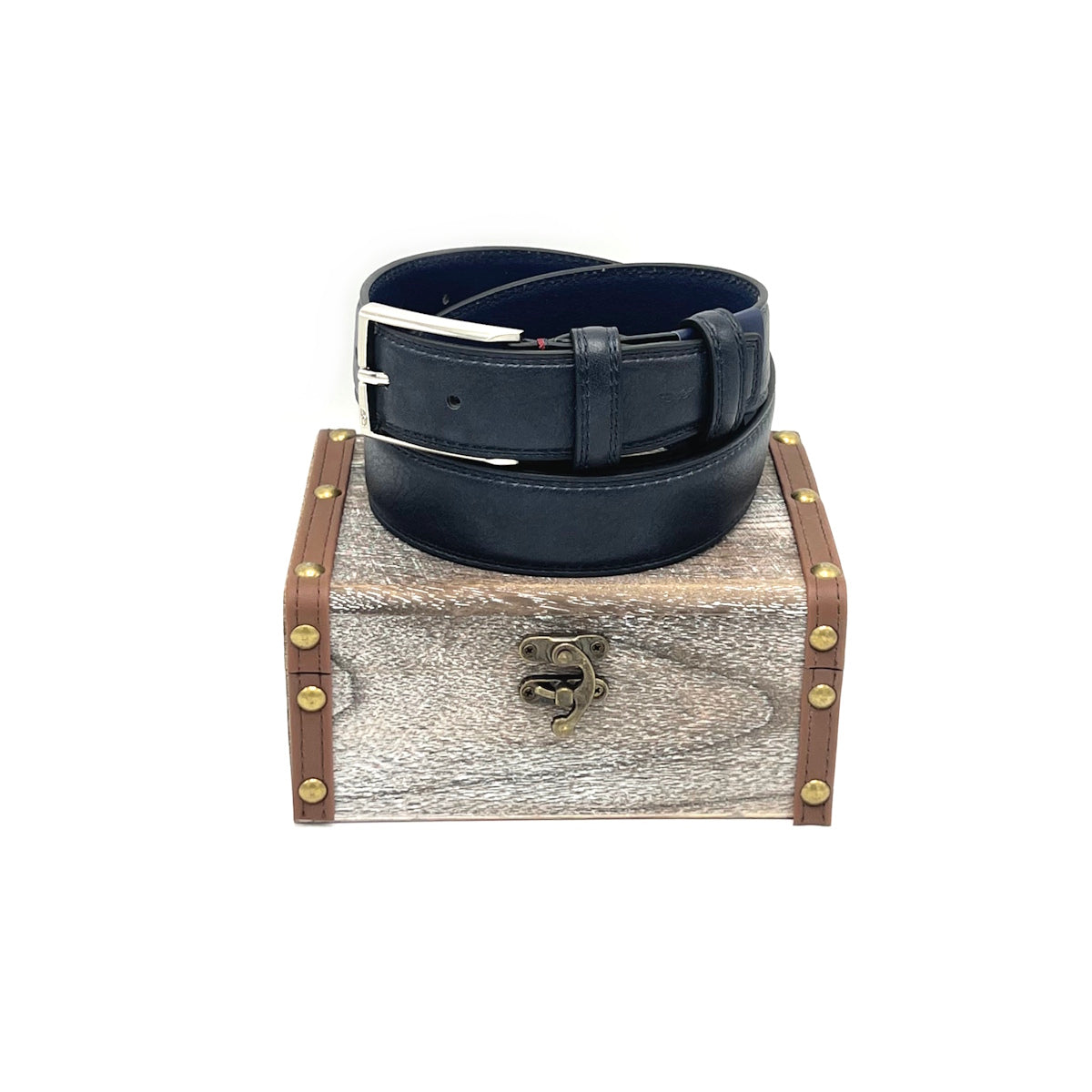 Christmas Gifts Idea, Leather Belt with Woolden Box, Armata di Mare, art. IDK1002-35
