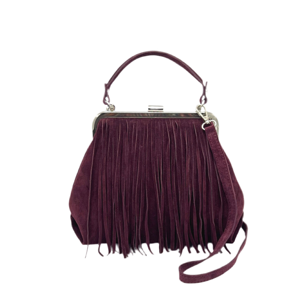 Suede leather handbag with crossbody strap, Made in Italy, art. 112652