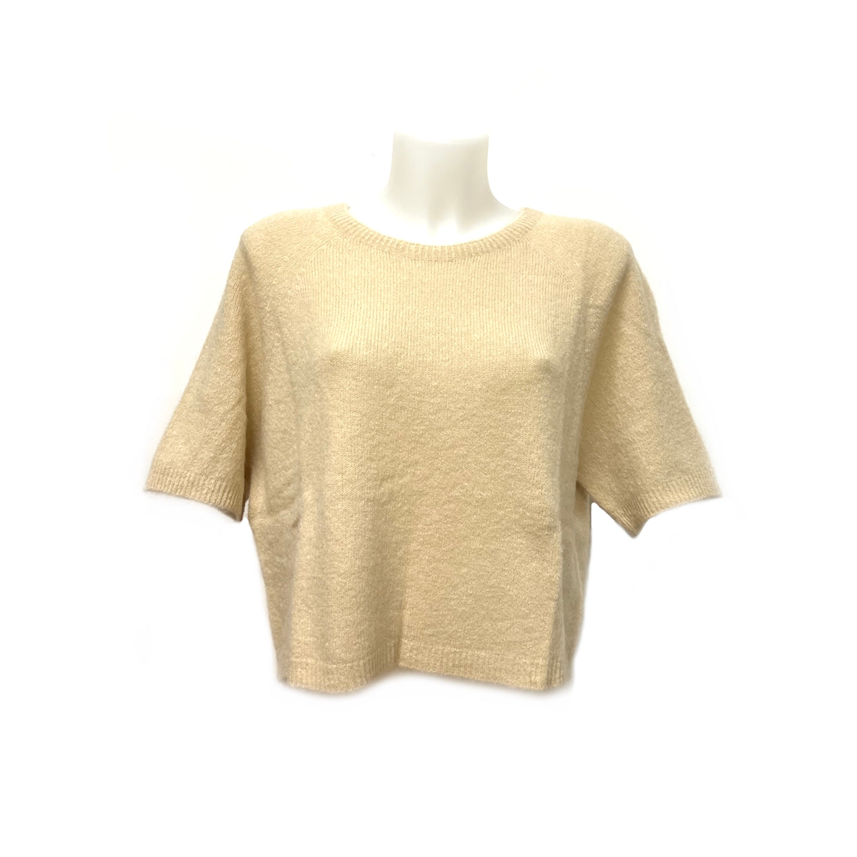 Maglione girocollo a manica corta in misto lana baby alpaca, art. 17448