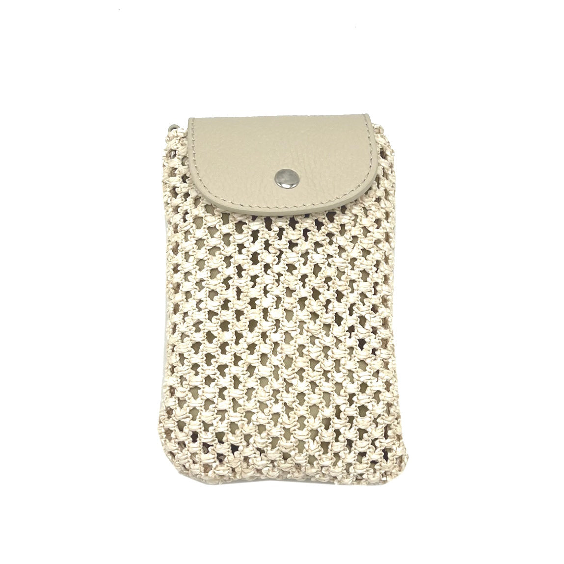 Summer collection, Leather and straw phone bag, Made in Italy, art. 112574
