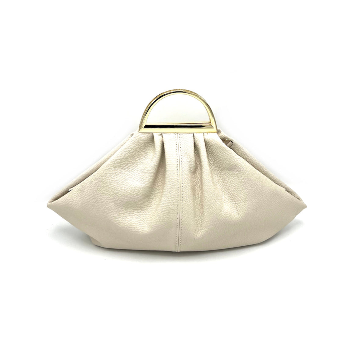 Metal handle genuine leather bag, Made in Italy, art. 112601