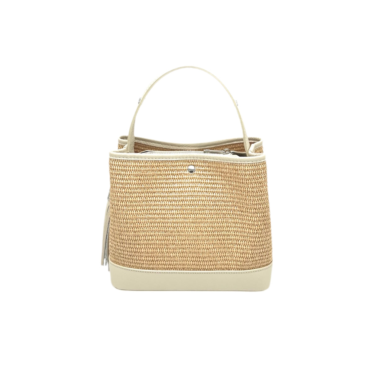 Summer collection, raffia and genuine leather bucket bag, Made in Italy, art. 112595
