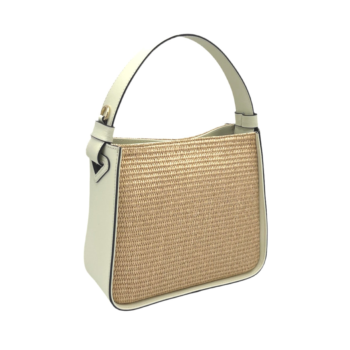 Summer collection, medium leather and straw shoulder bag, Made in Italy, art. 112571