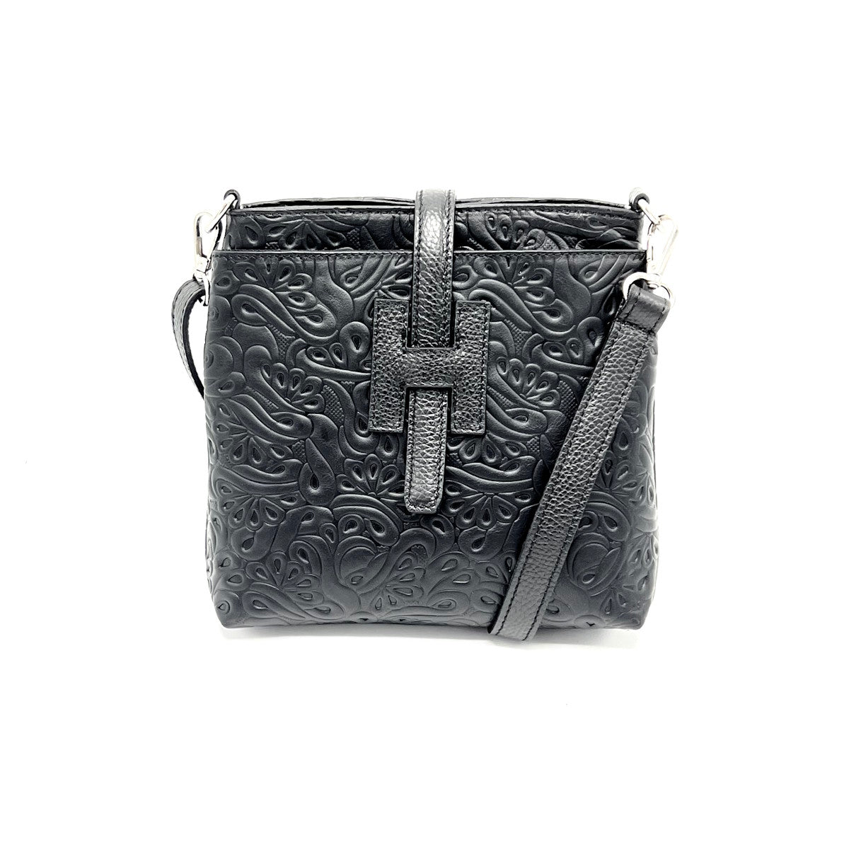 Printed leather shoulder bag, Made in Italy, art. 112608