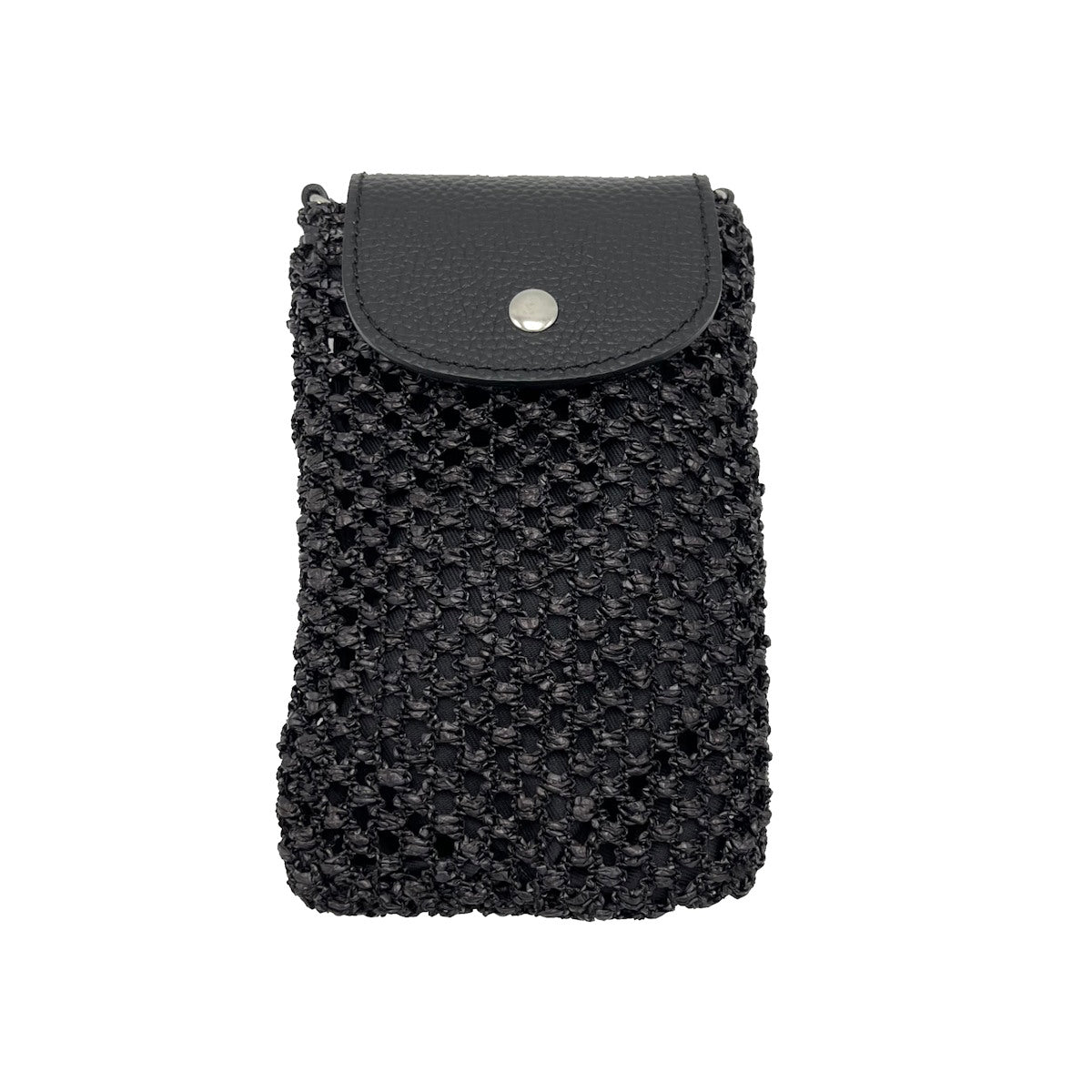 Summer collection, Leather and straw phone bag, Made in Italy, art. 112574