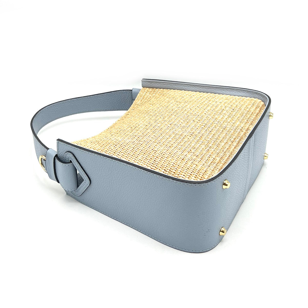 Summer collection, Medium leather and straw shoulder bag, Made in Italy, art. 112564