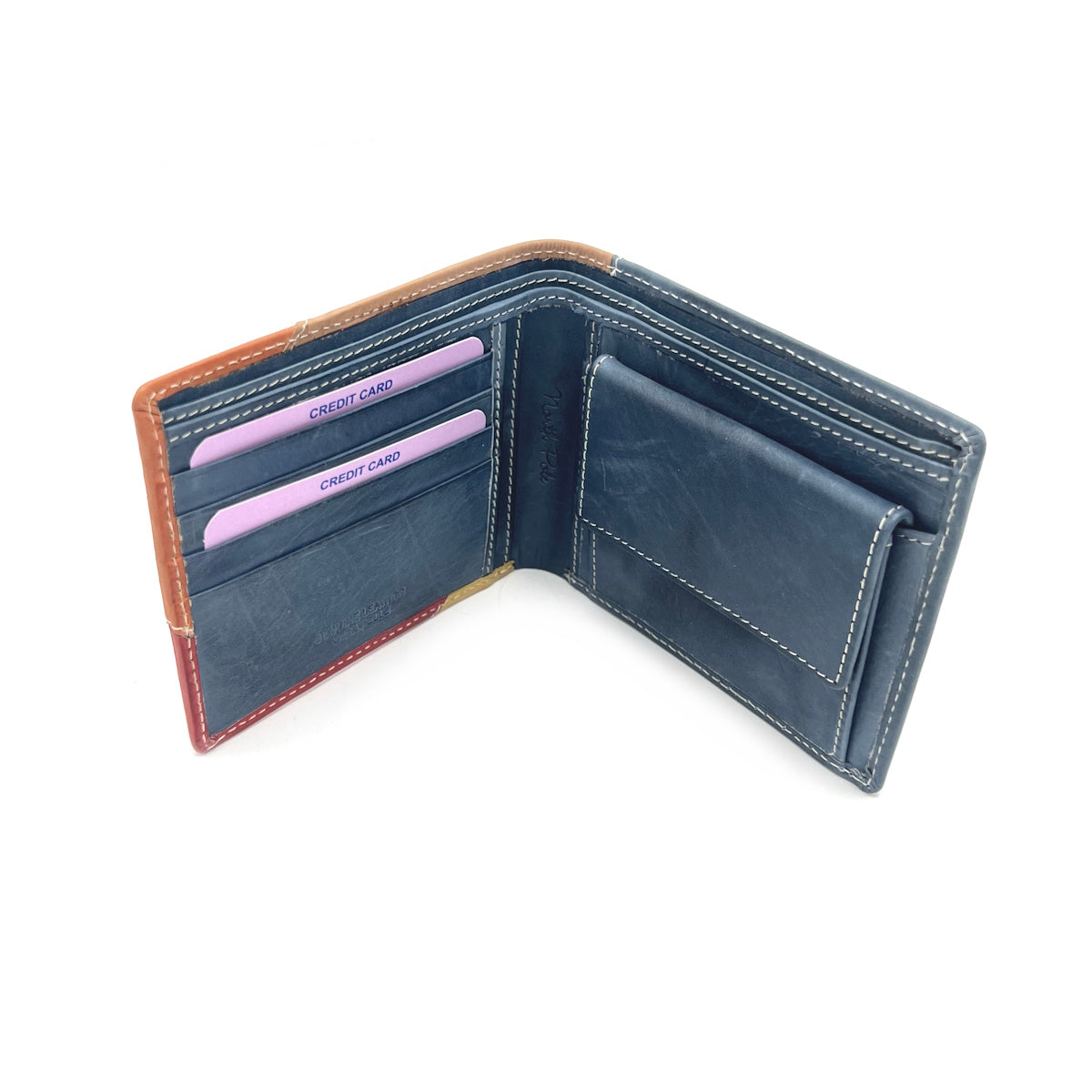 Portafoglio in vera pelle con portamonete, effetto vintage, Art. 21NP111