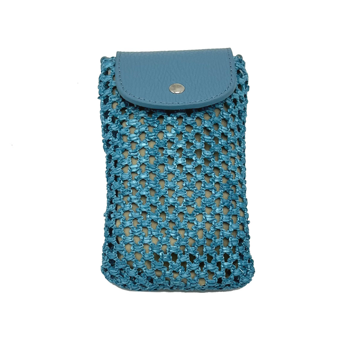 Summer collection, Leather and straw phone bag, Made in Italy, art. 112574