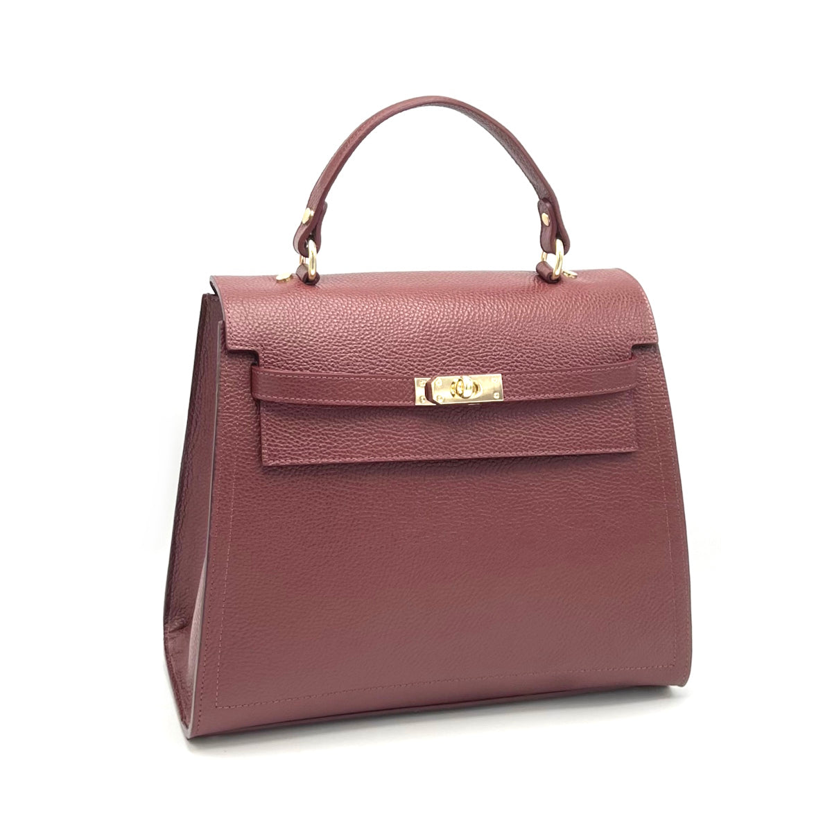 Genuine leather top handle bag XL, Made in Italy, art. 112634