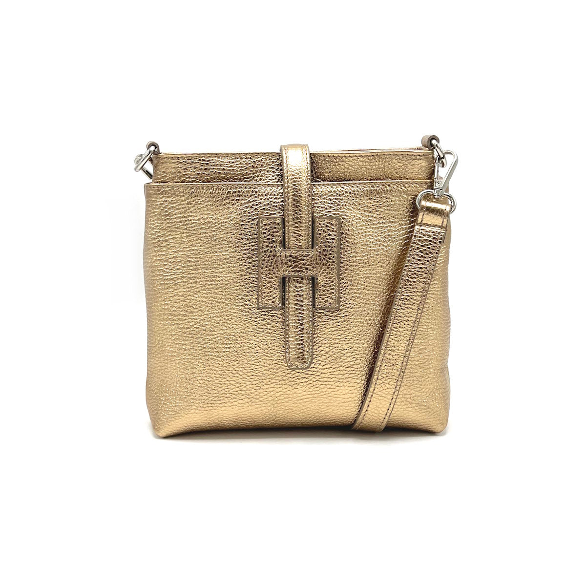 Genuine leather shoulder bag with laminated finish, Made in Italy, art. 112562/LA