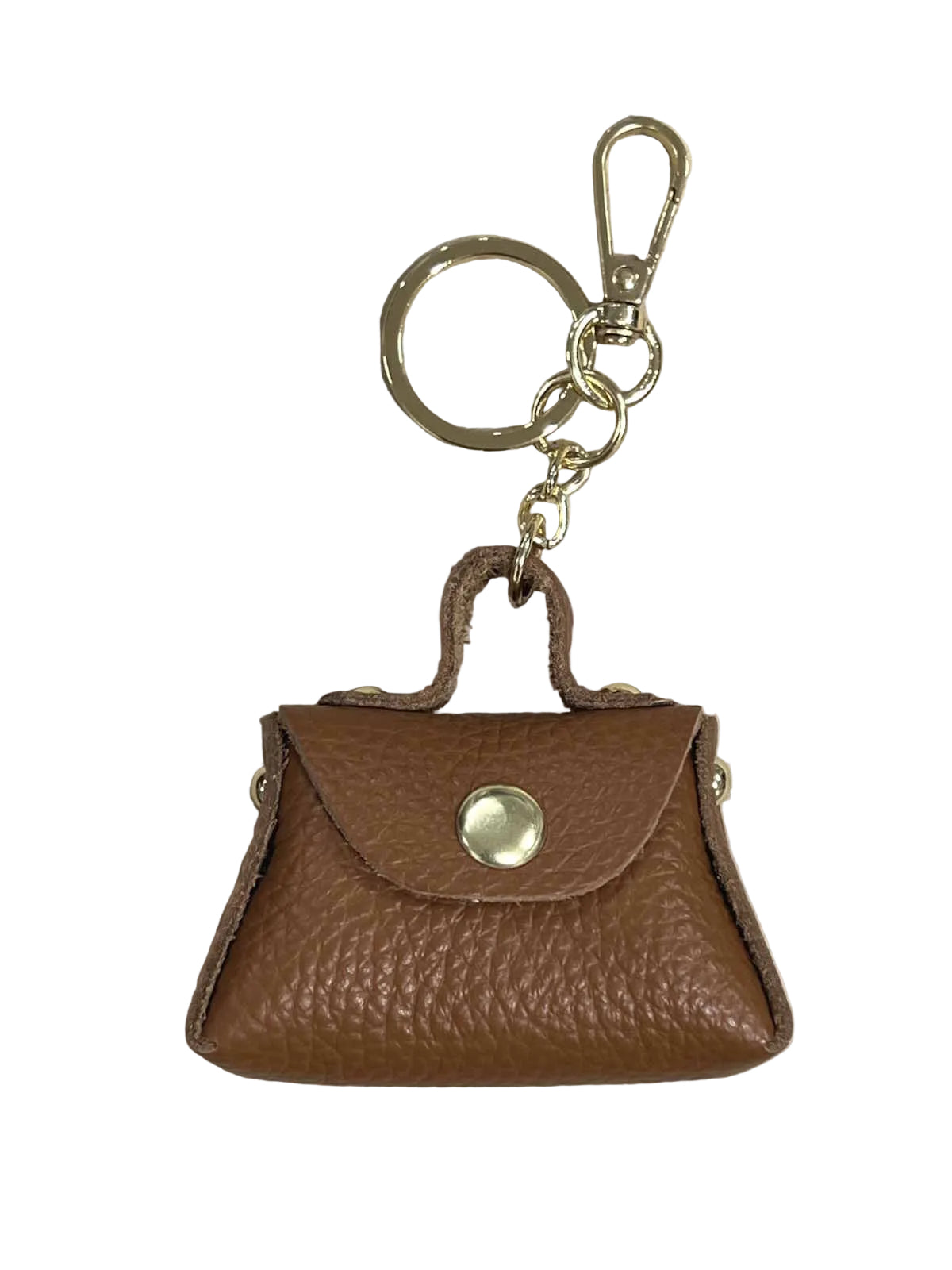 Detachable Genuine Leather Tiny Tote Coin Pouch Keychain, art. PO06