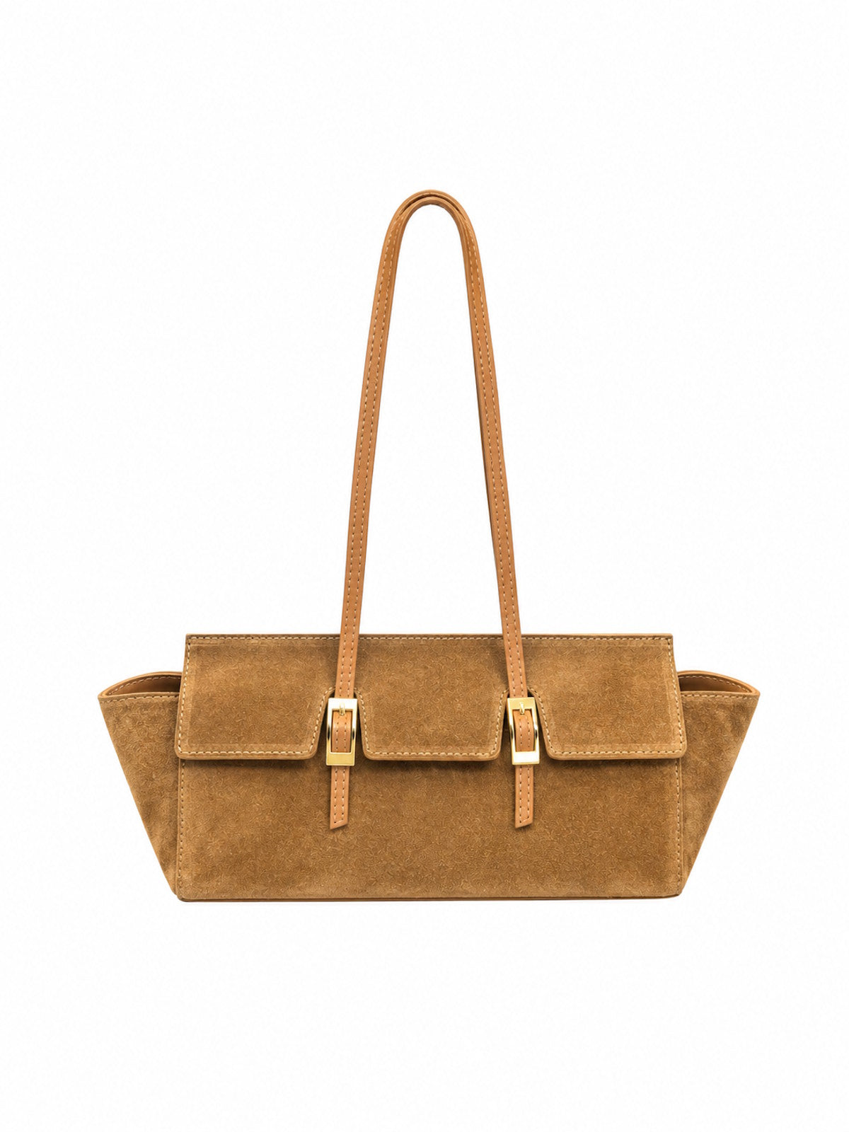 Women's Suede East-West Tote Bag with Double Buckle Detail, Made in Italy, art. 112794
