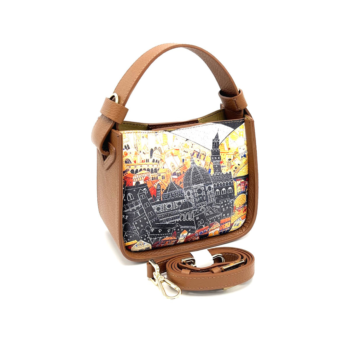 Printed genuine leather handbag, Made in Italy, art. 112482