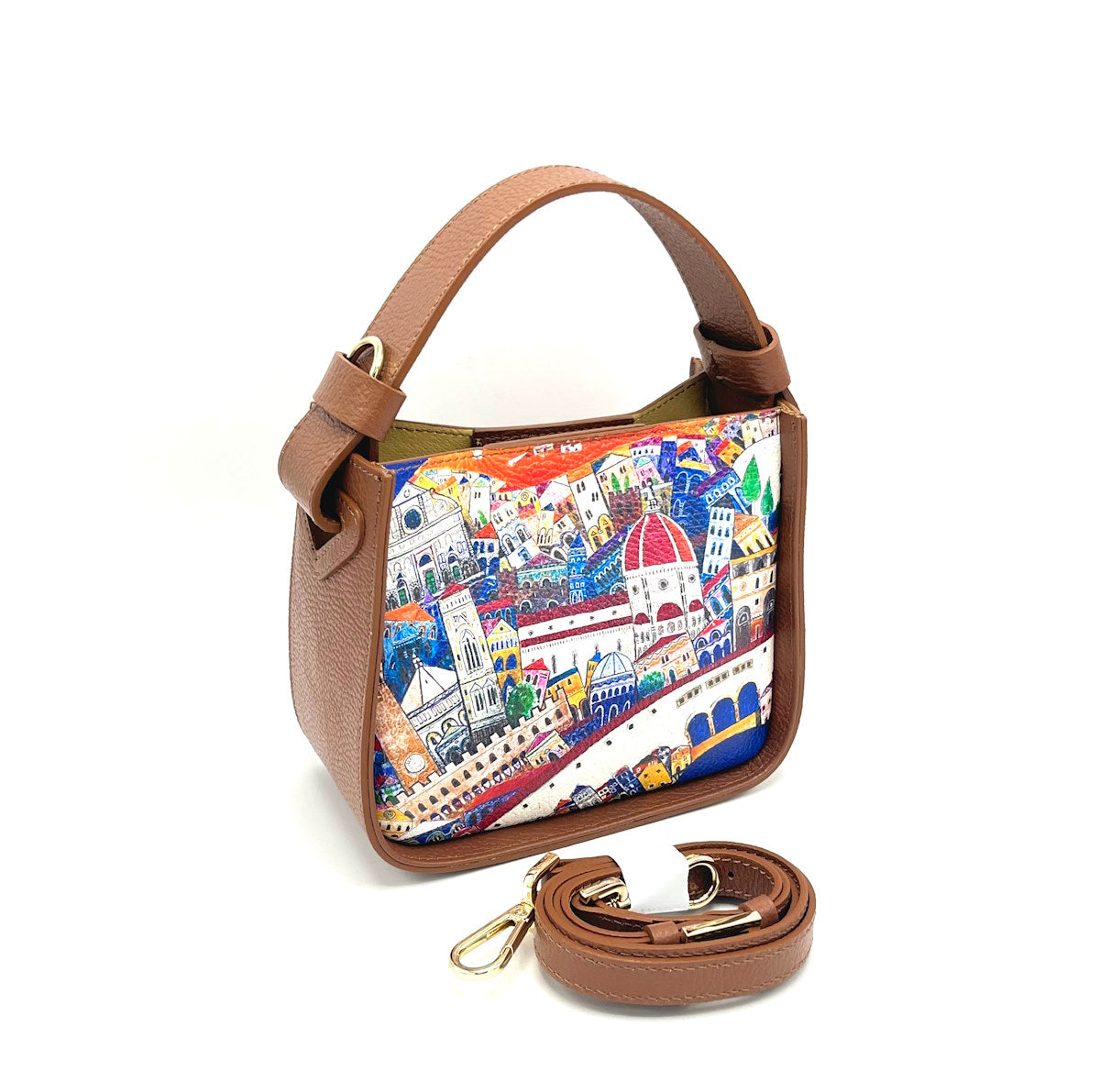 Printed genuine leather handbag, Made in Italy, art. 112482